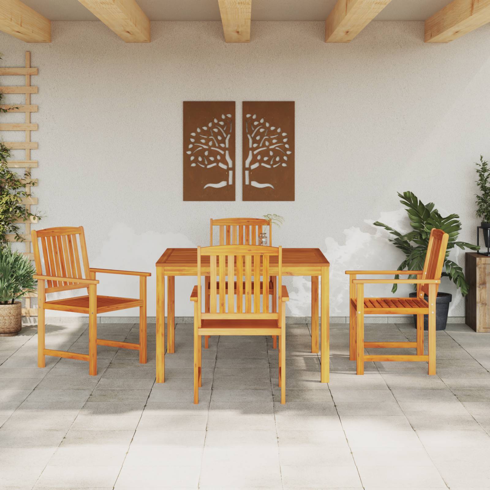 vidaXL 5-tlg. Garten-Essgruppe Massivholz Akazie