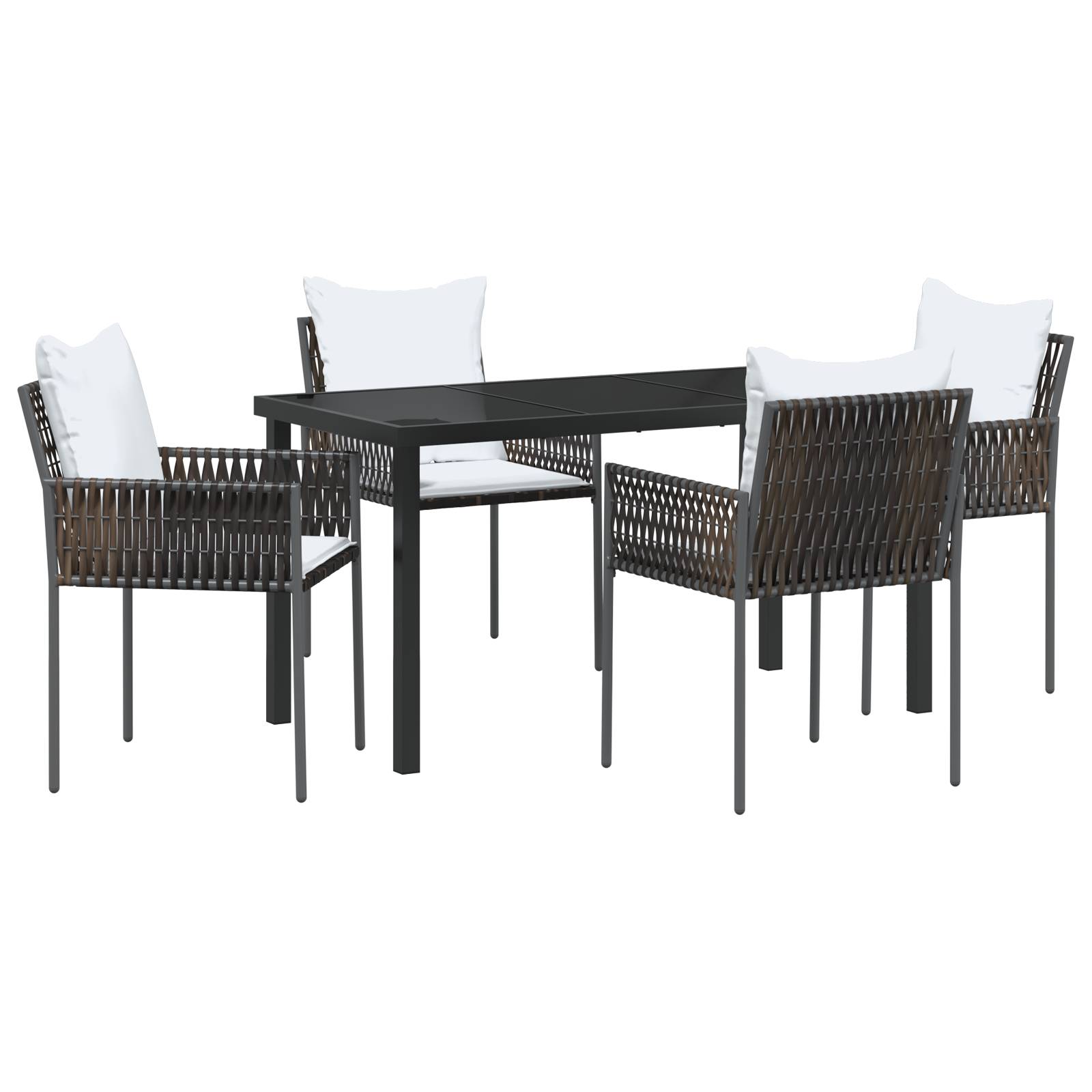 vidaXL 5-tlg. Garten-Essgruppe mit Kissen Braun Poly Rattan