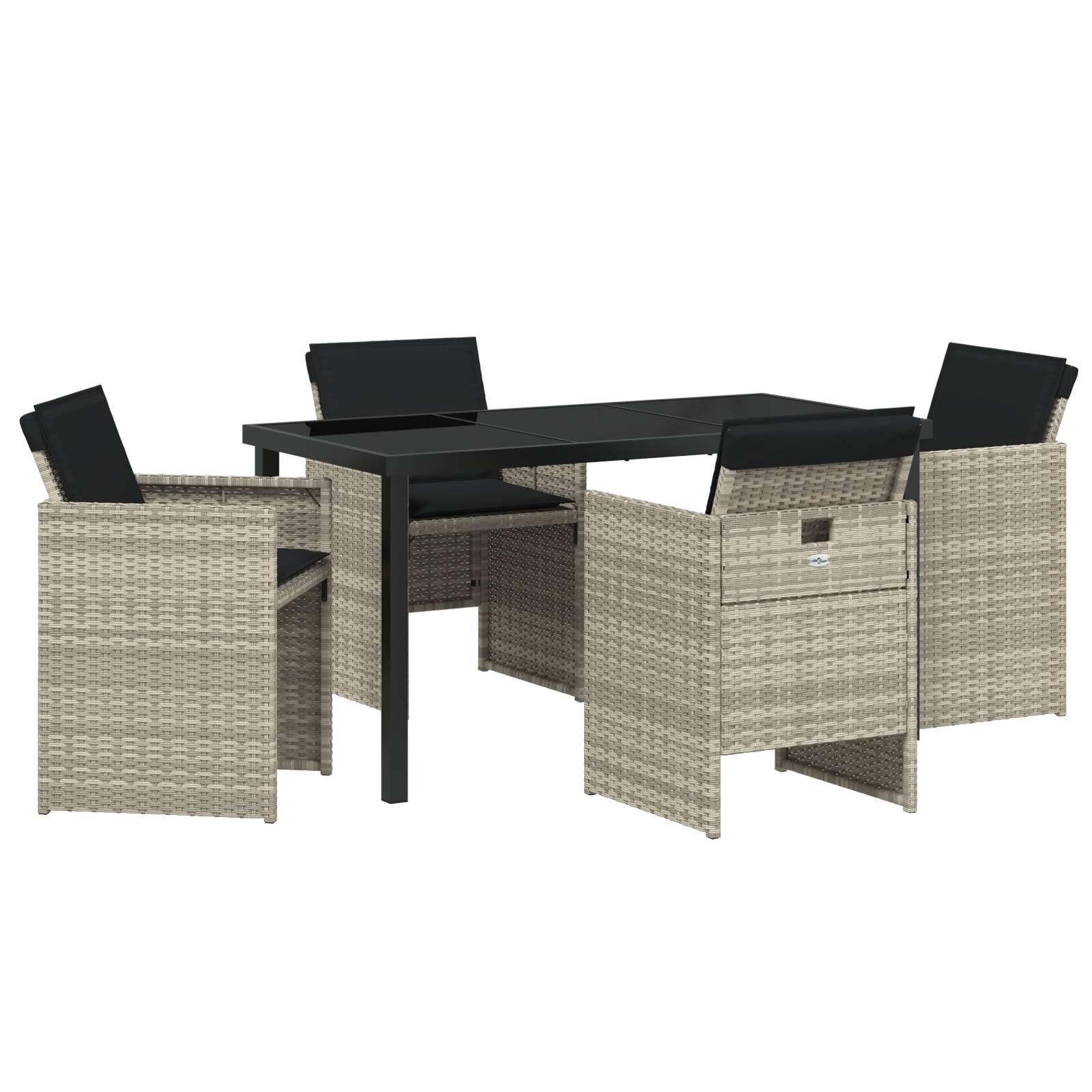 vidaXL 5-teilige Garten-Essgruppe mit Kissen Hellgrau Poly Rattan