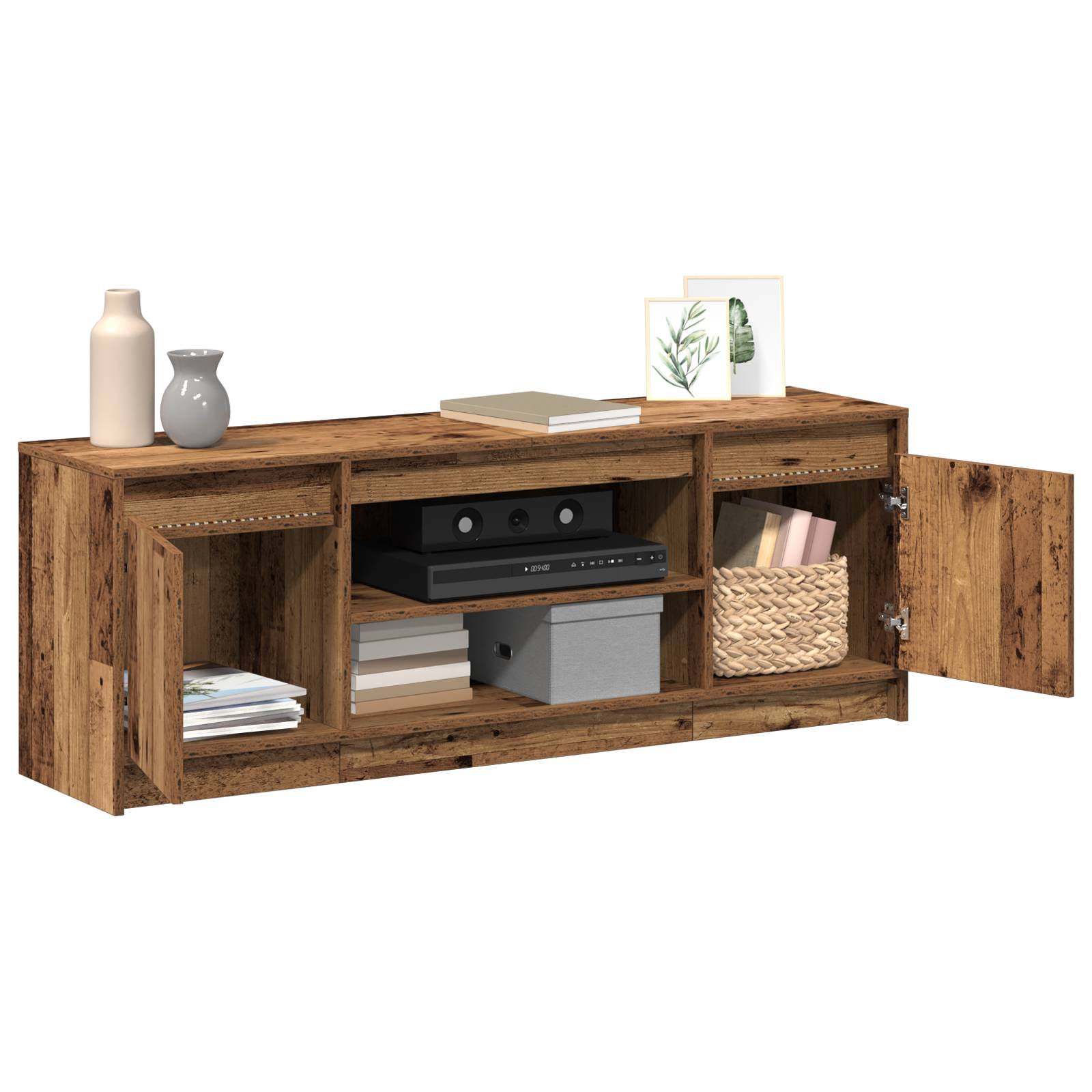 vidaXL TV Schrank mit LED Altholz 139,5x34x50 cm Spanplatte