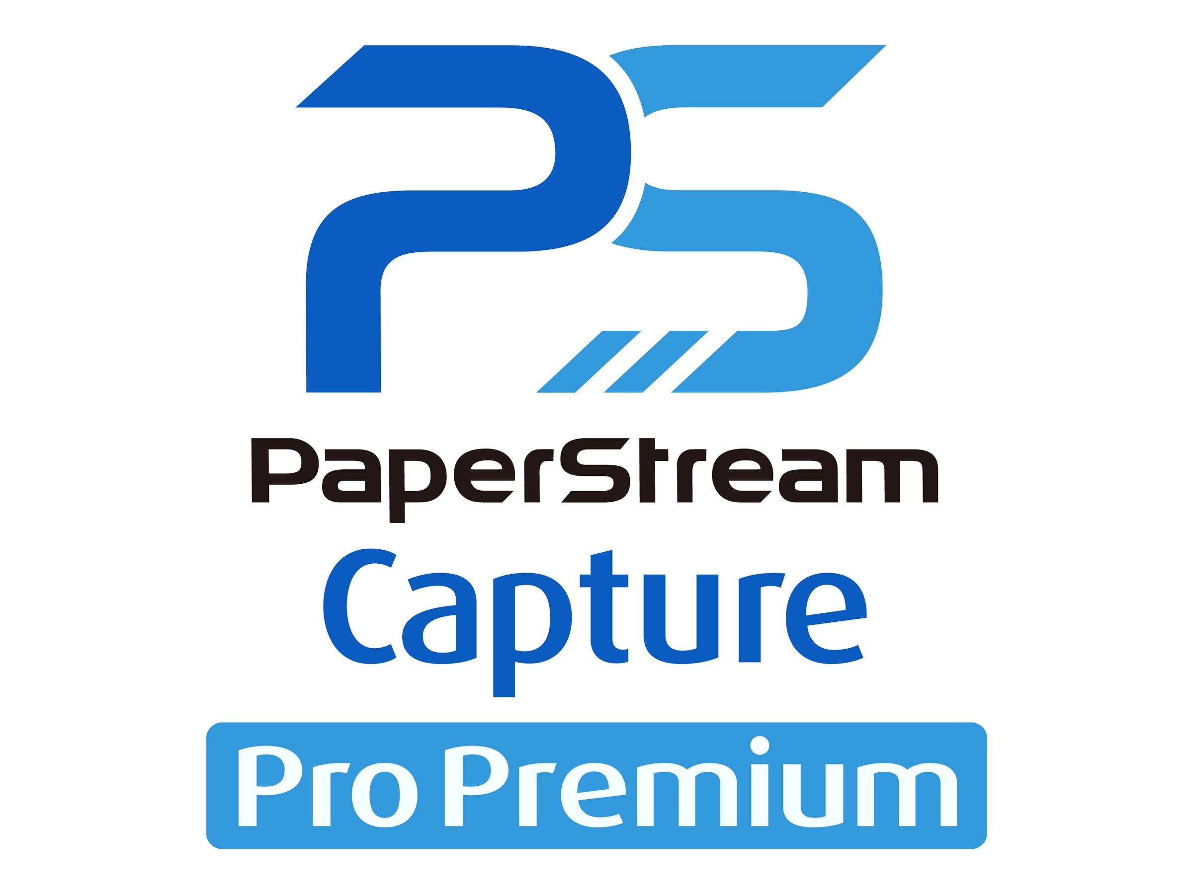 PapersStream Capture Pro Premium Logo mit stilisierten blauen PS-Initialen und Produktname auf weißem Hintergrund.