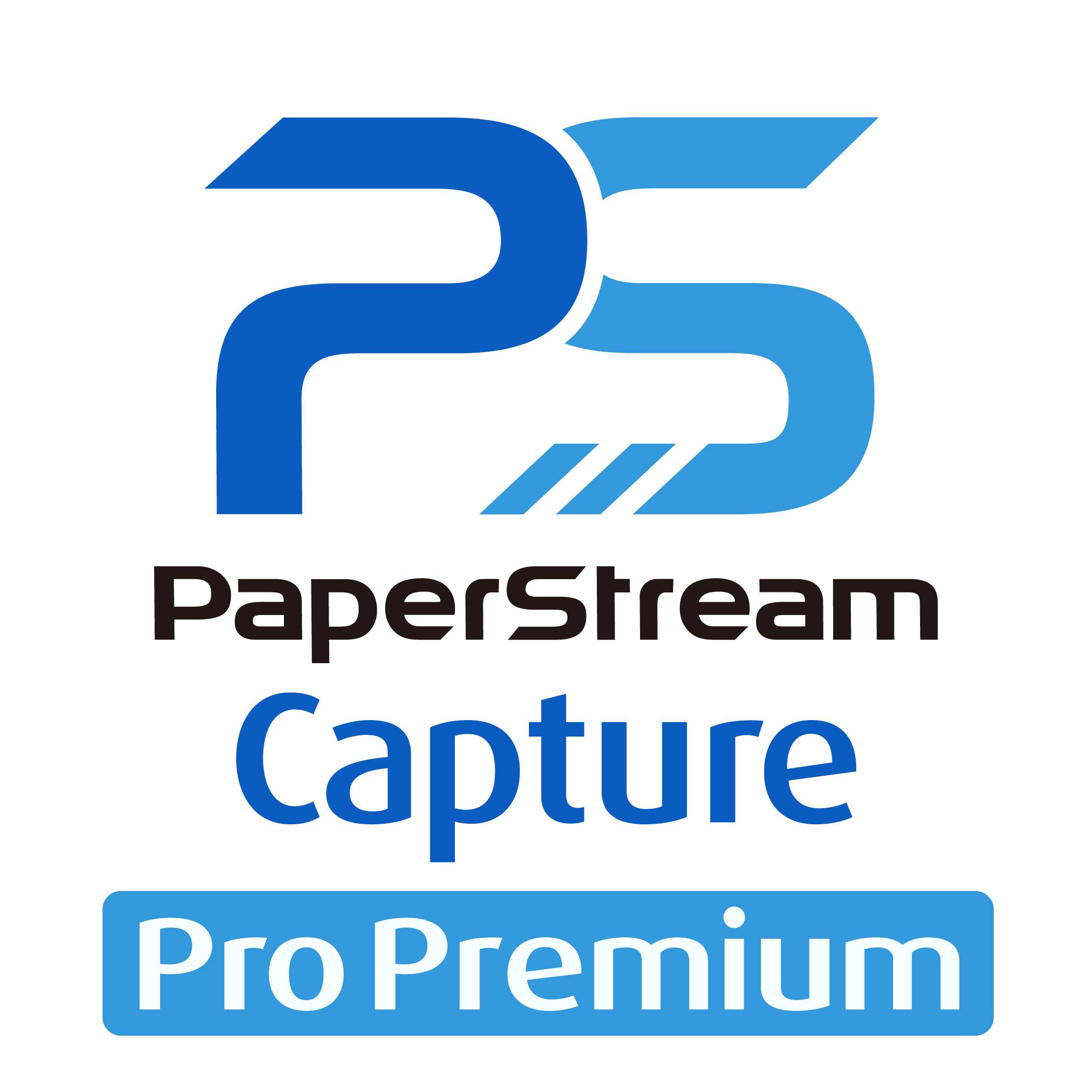 PaperStream Capture Pro Premium-Logo auf schwarzem Hintergrund mit großem blauem „P5