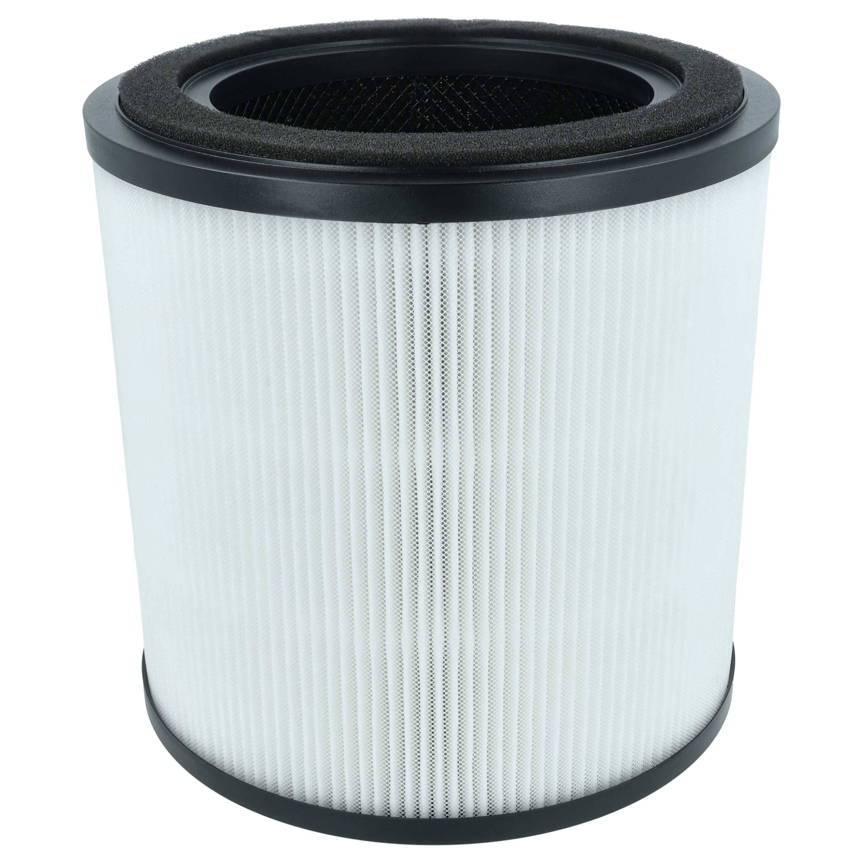 Zylinderförmiger Luftfilter aus gefaltetem weißem Material mit schwarzen Rändern, der zur Luftreinigung in Geräten wie Luftreinigern verwendet wird.