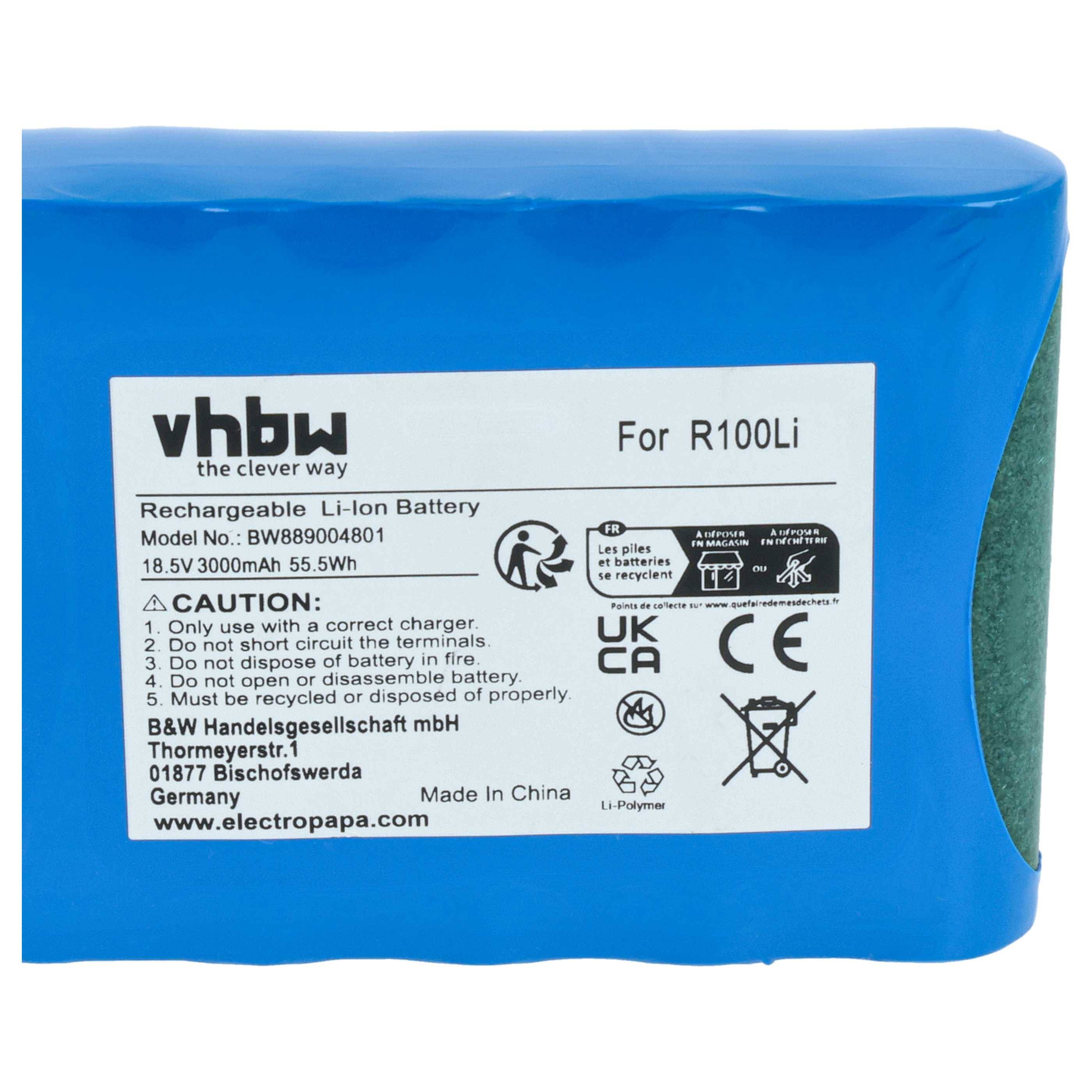 vhbw Akku kompatibel mit Gardena Sileno City 2018, Sileno City 250, Sileno - R100LiC Rasenroboter (3Ah, 18,5V Li-Ion)