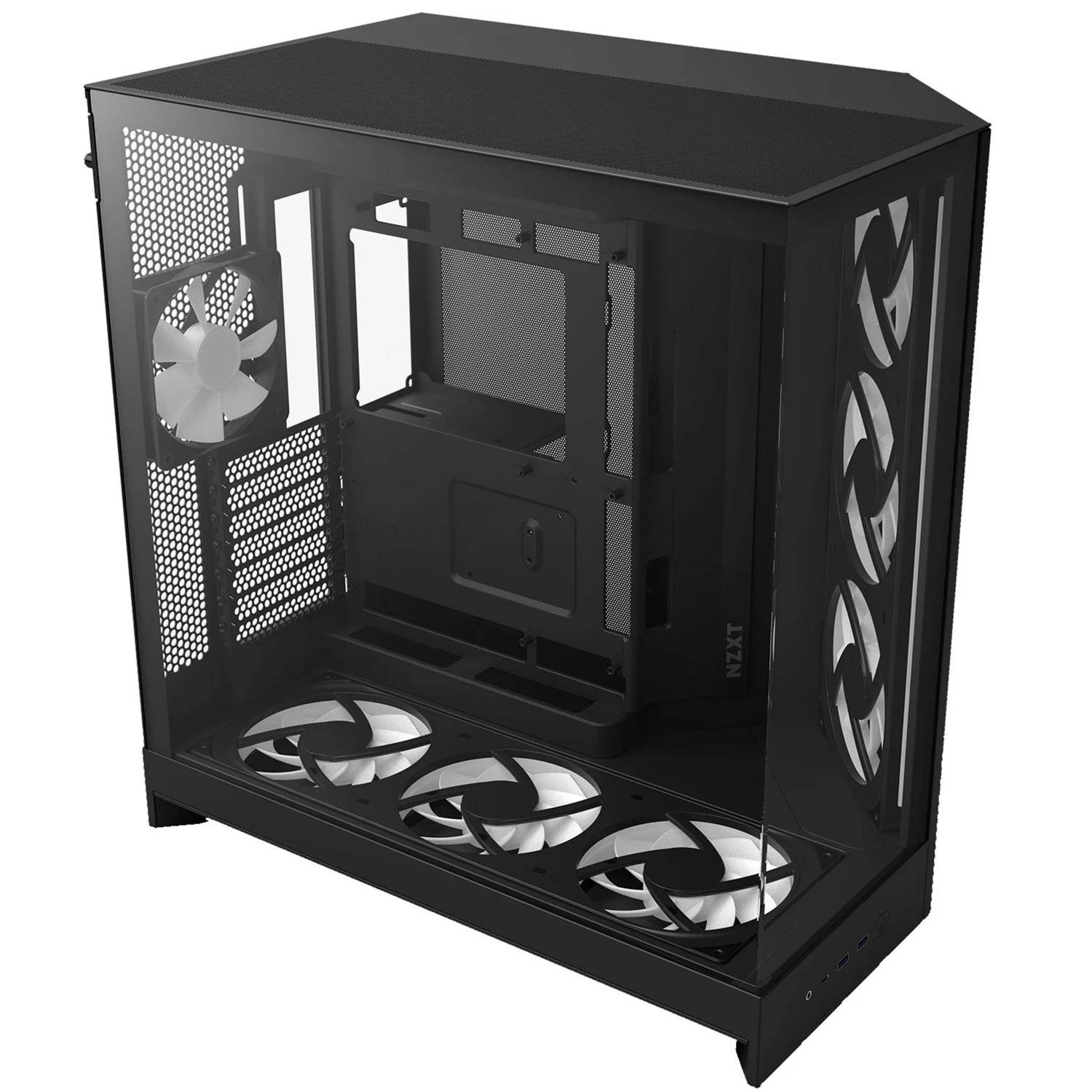 NZXT H9 Flow RGB+, Midi Tower, PC, Schwarz, ATX, EATX, micro ATX, Mini-ITX, Netz, SGCC, Gehärtetes Glas, Gaming