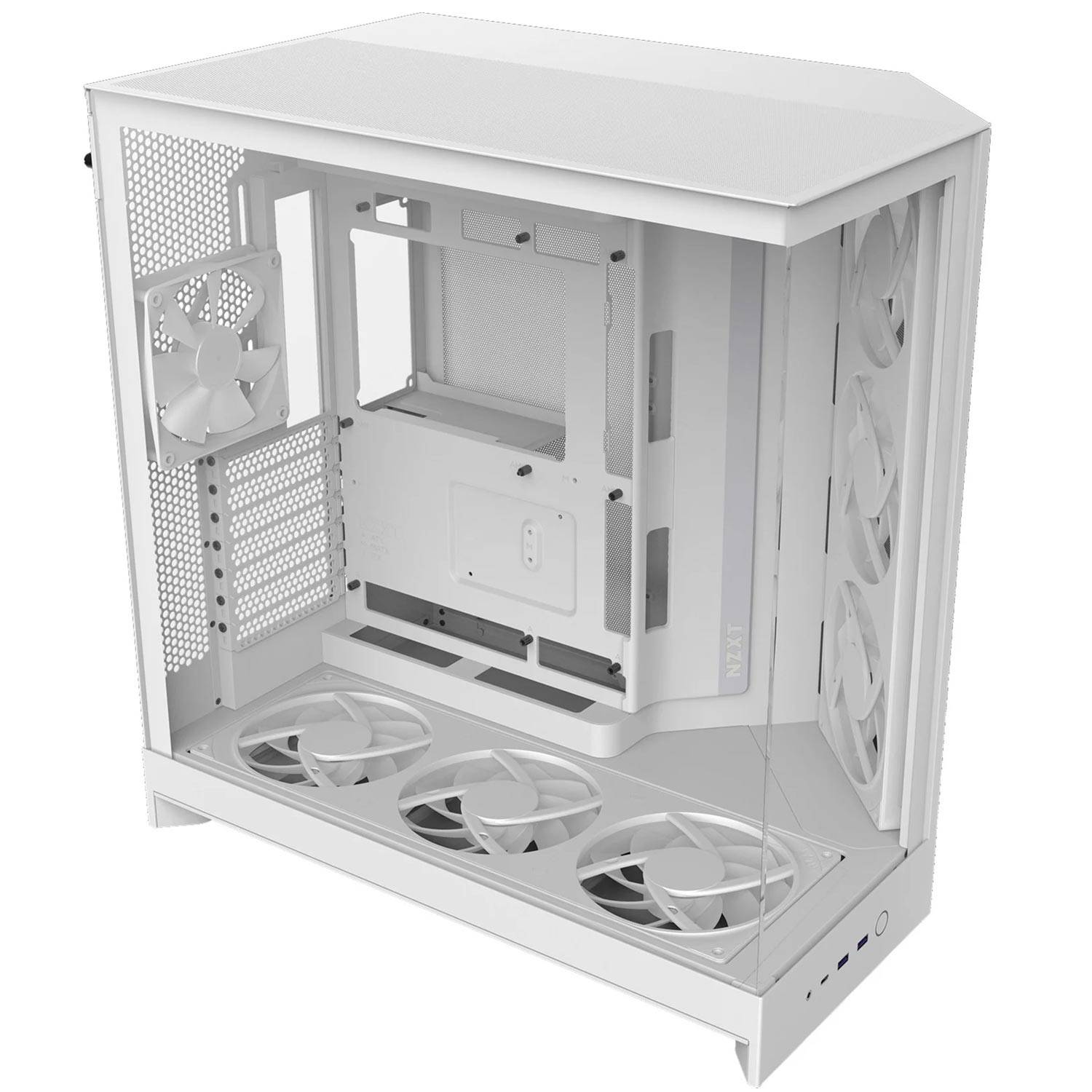 NZXT H9 Flow RGB+, Midi Tower, PC, Weiß, ATX, EATX, micro ATX, Mini-ITX, Netz, SGCC, Gehärtetes Glas, 16,5 cm