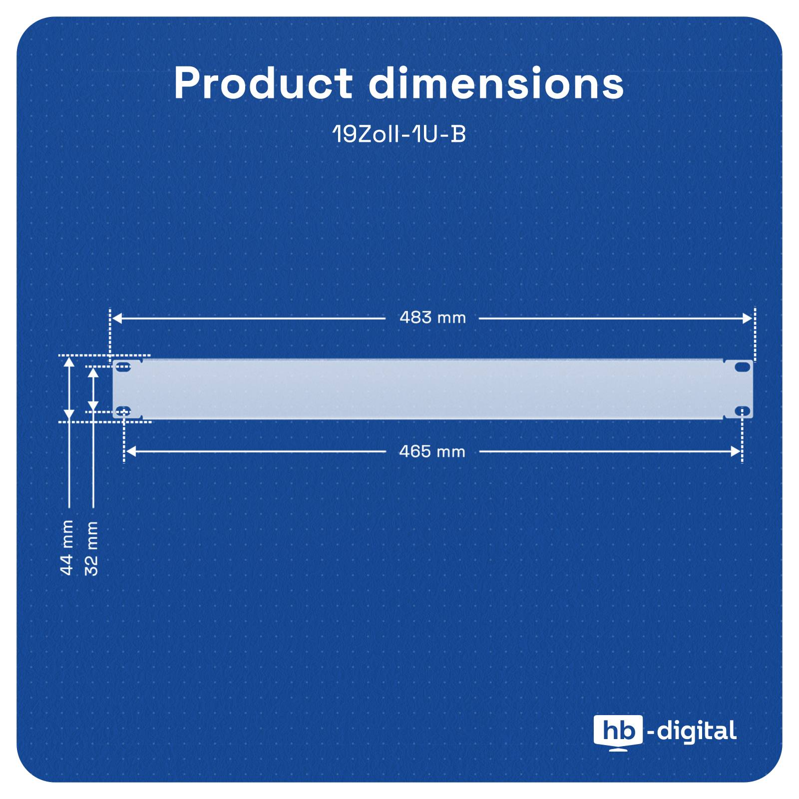 hb-digital 19 Zoll Rackblende 1HE für Serverschrank Stahl schwarz