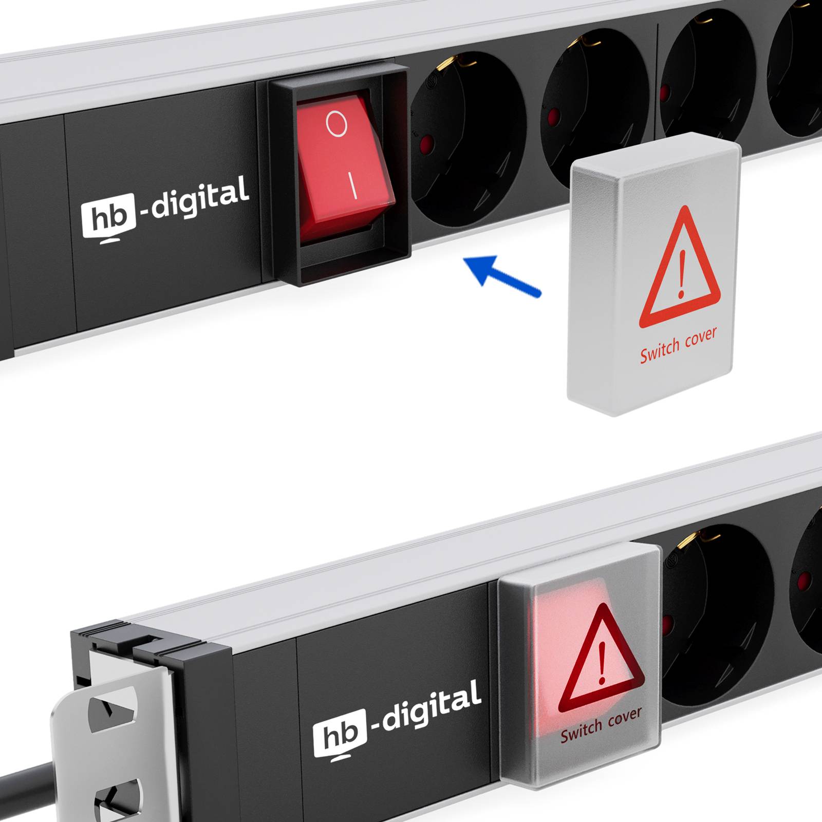 hb-digital 19 Zoll Steckdosenleiste 7-fach für Serverschrank 1HE