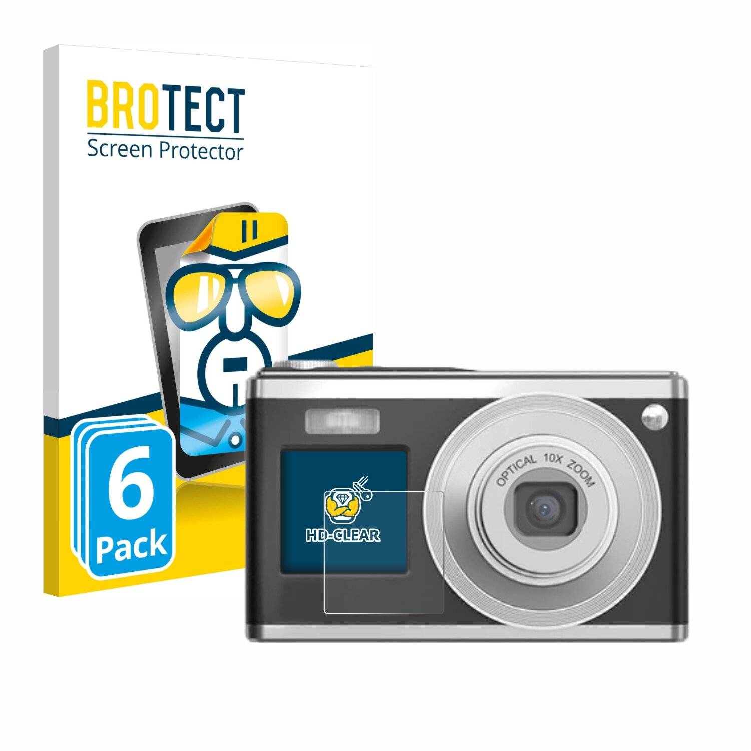 6x BROTECT Displayschutz-Folie für Rollei Compactline 10X (Vorderes
