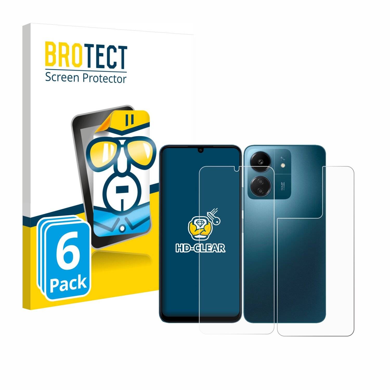 6x BROTECT Displayschutz-Folie für Xiaomi Redmi 13C