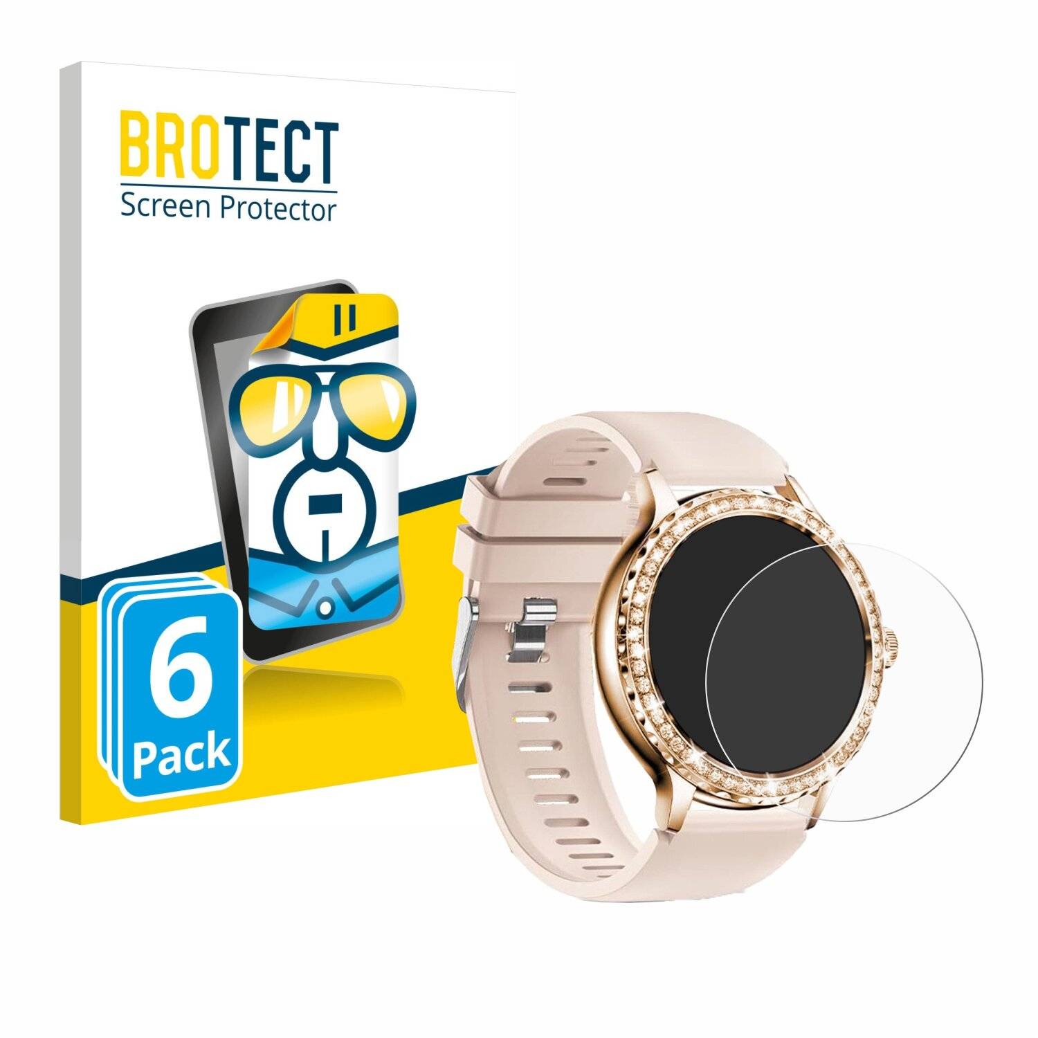 6x BROTECT Displayschutz-Folie für Bekomiya Smartwatch