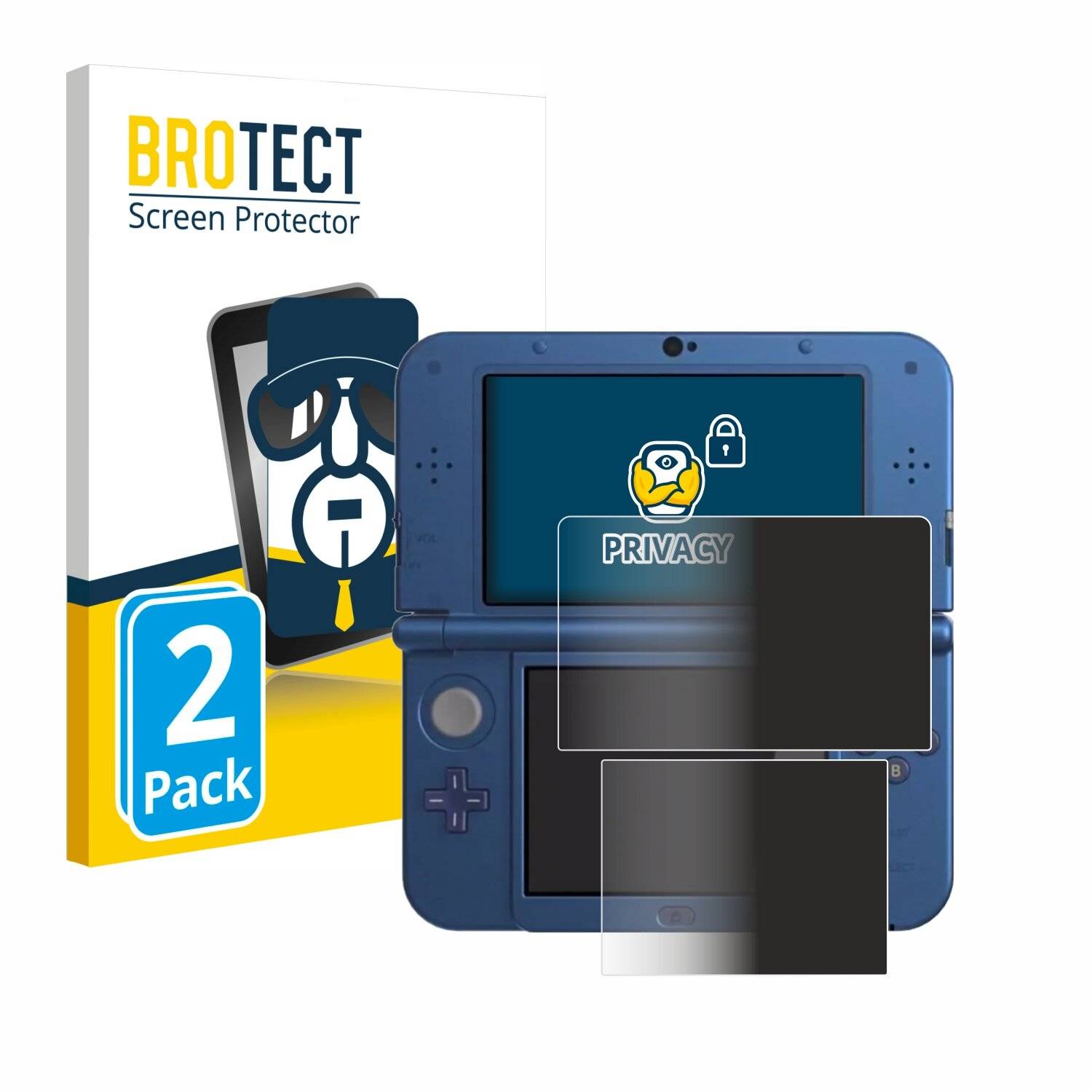 2x BROTECT Privacy Blickschutzfolie für Nintendo New 3DS