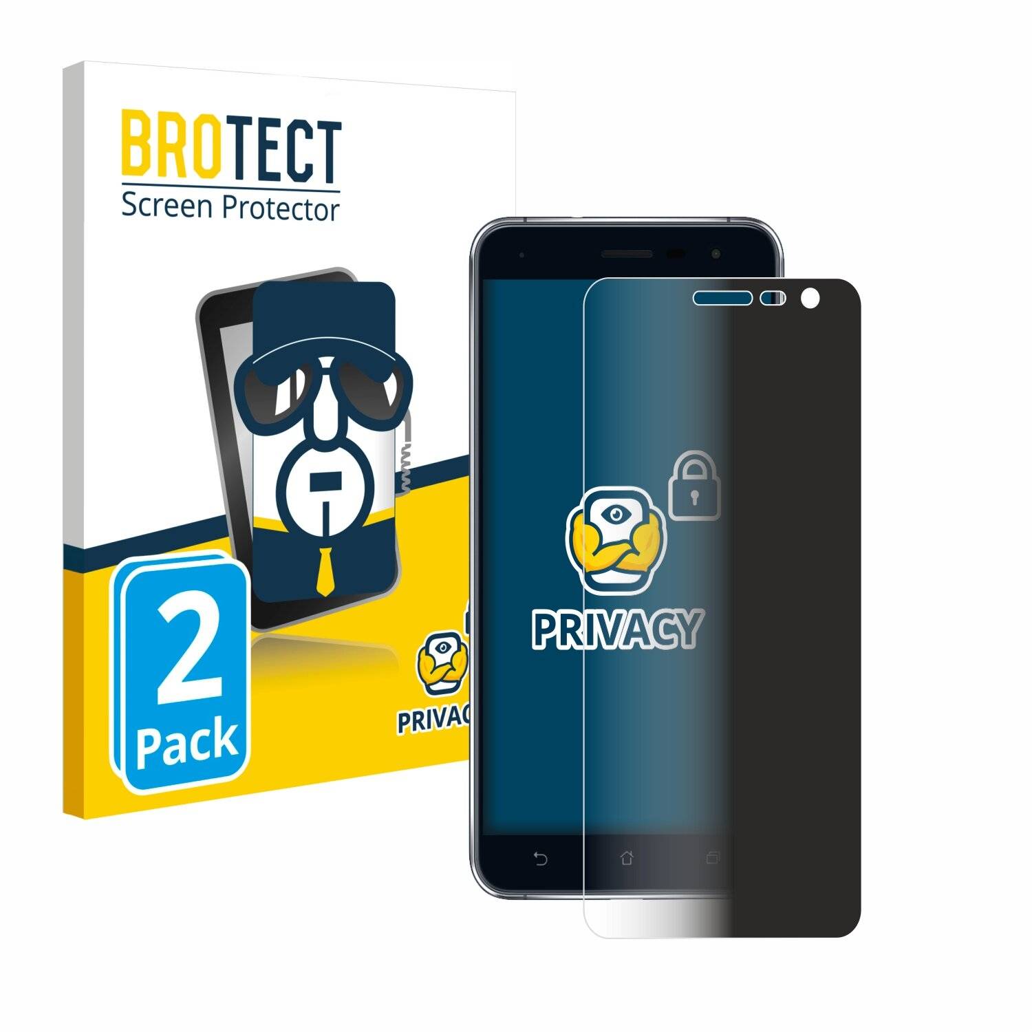 2x BROTECT Privacy Blickschutzfolie für ASUS ZenFone 3