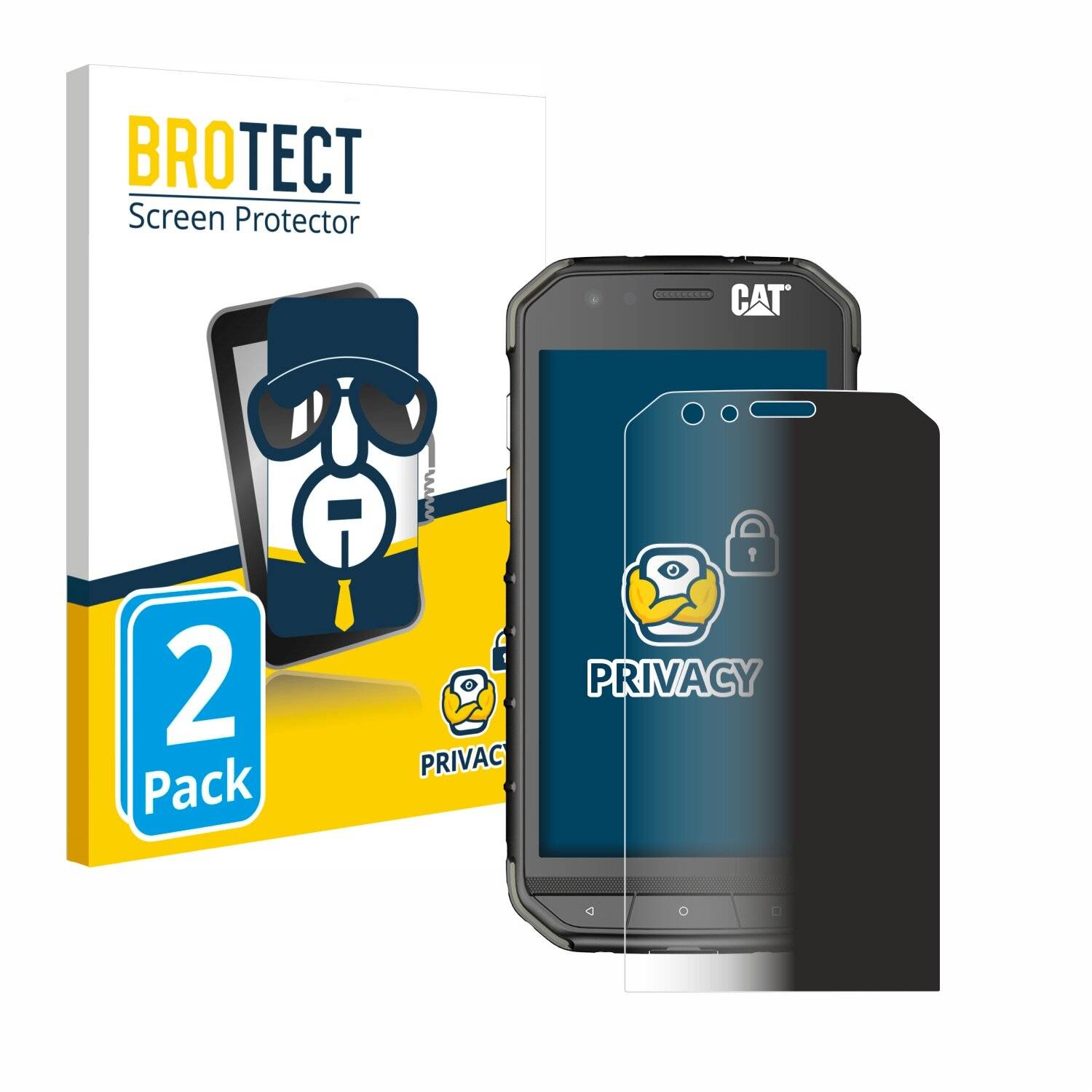 2x BROTECT Privacy Blickschutzfolie für Caterpillar Cat