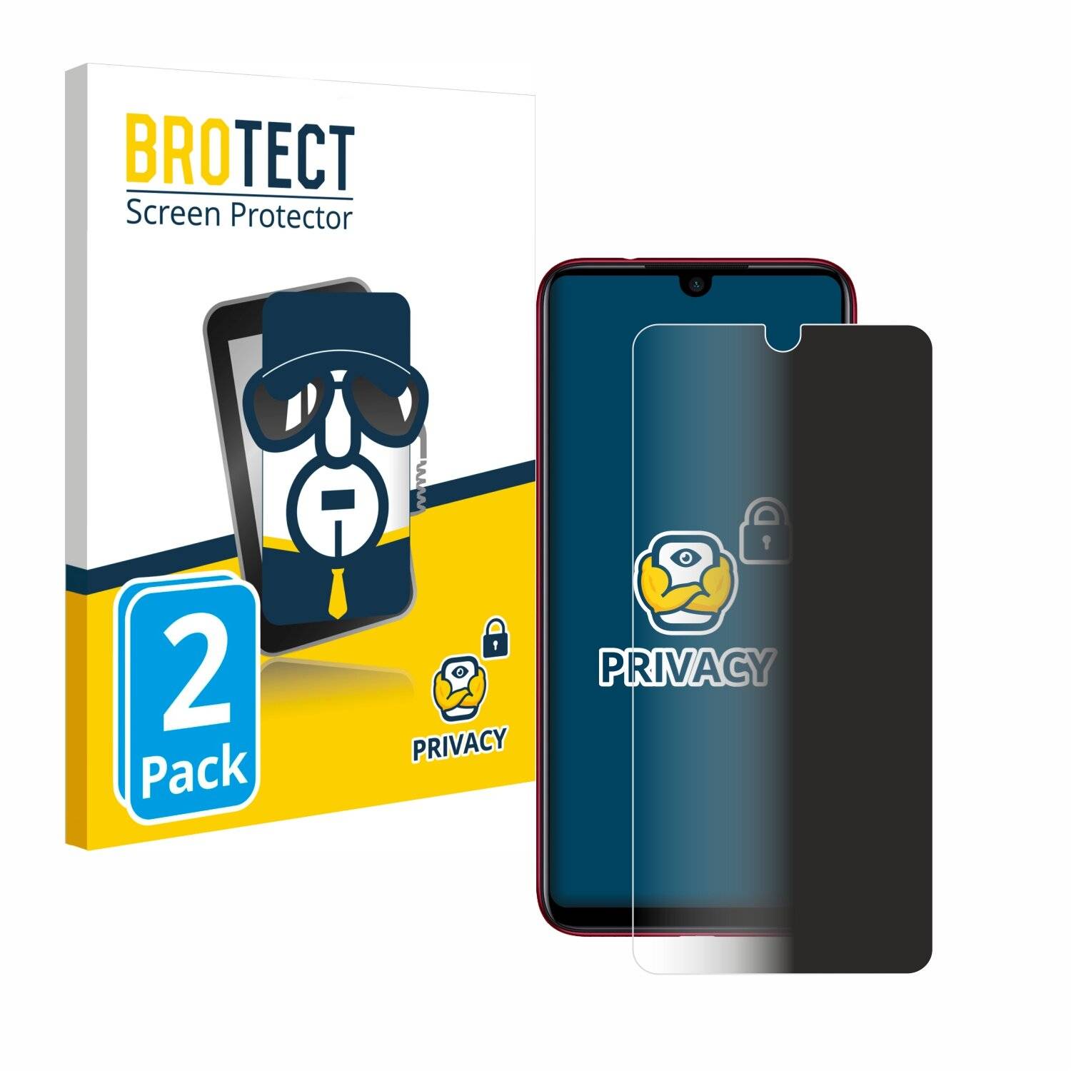2x BROTECT Privacy Blickschutzfolie für Xiaomi Redmi Note