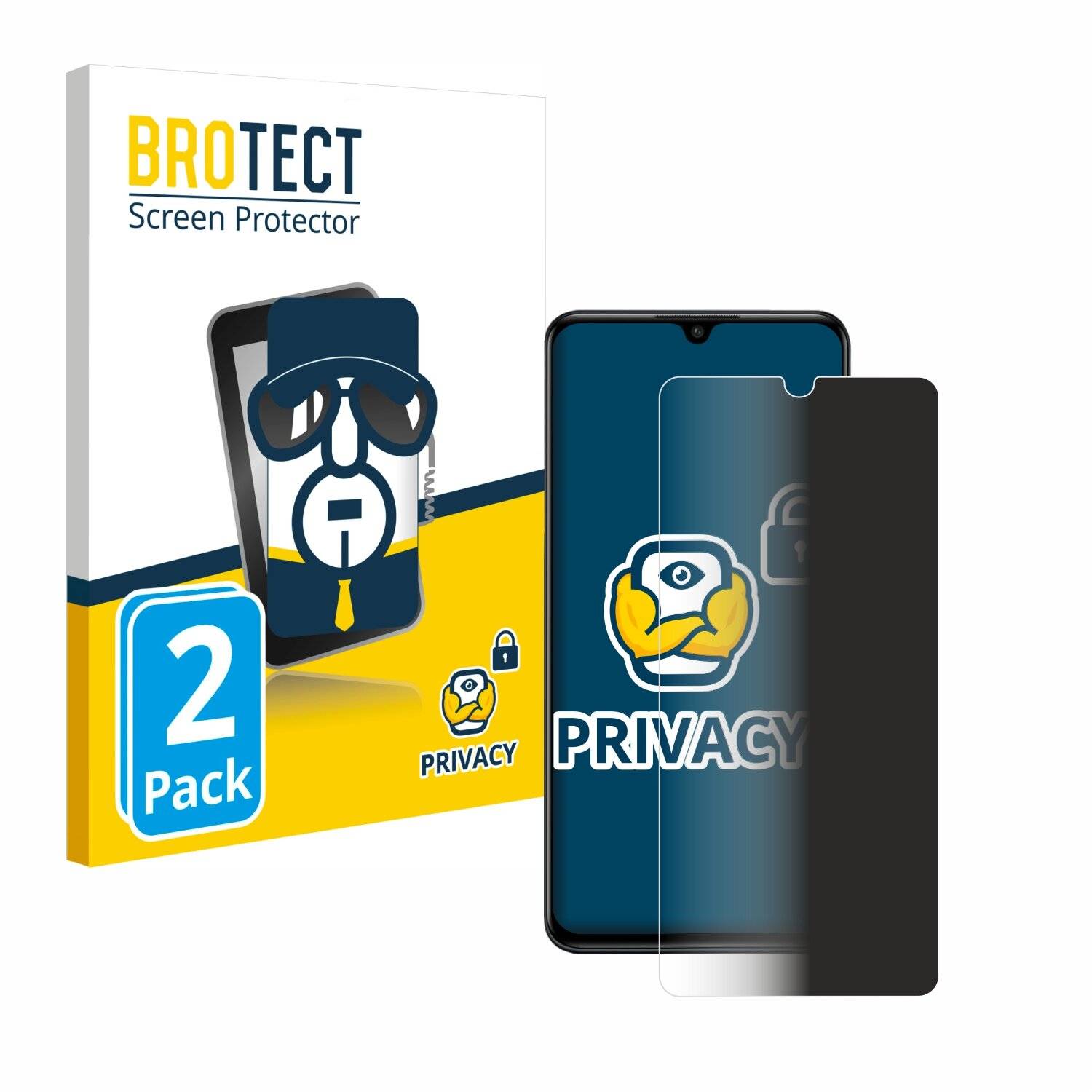 2x BROTECT Privacy Blickschutzfolie für Huawei P30