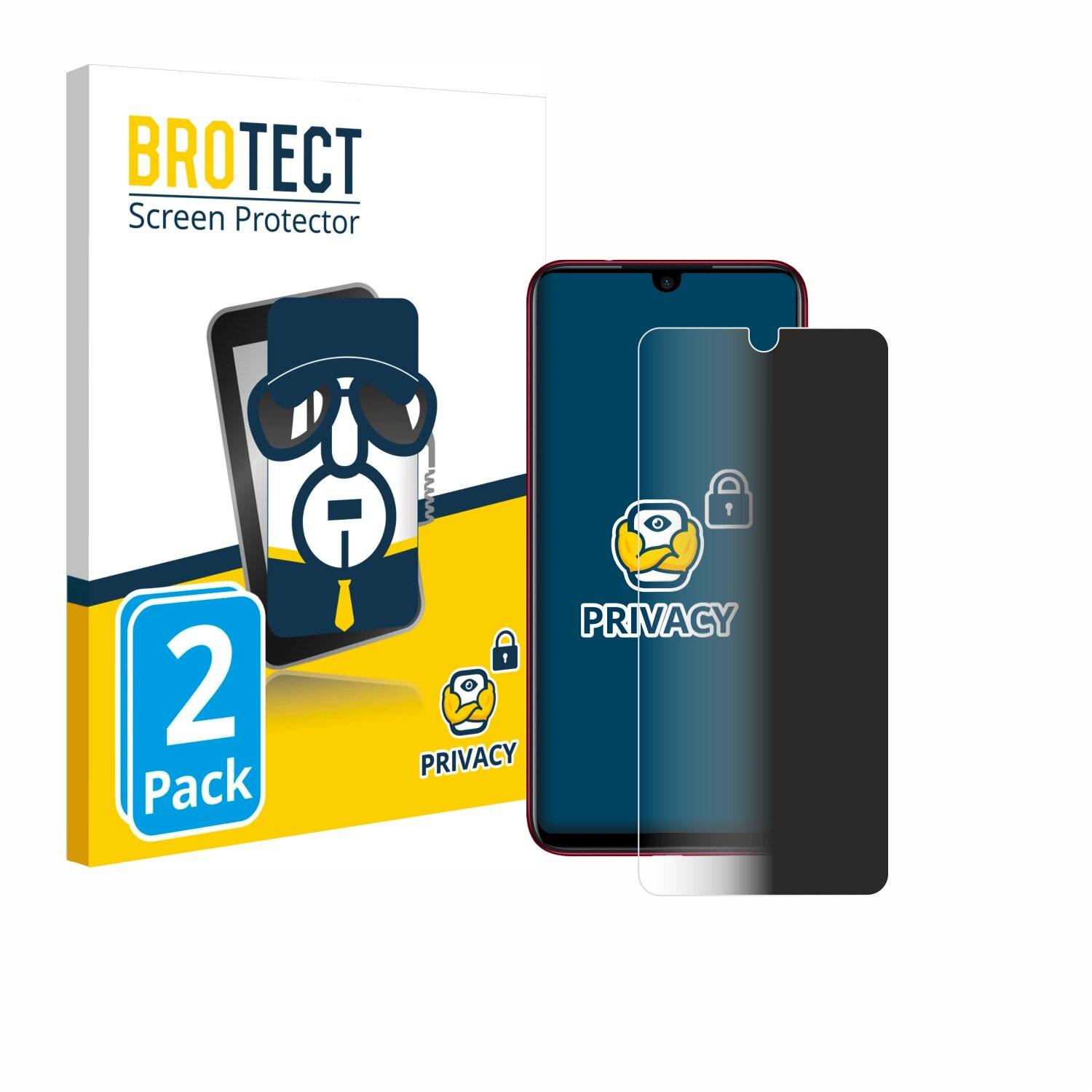 2x BROTECT Privacy Blickschutzfolie für Xiaomi Redmi Note