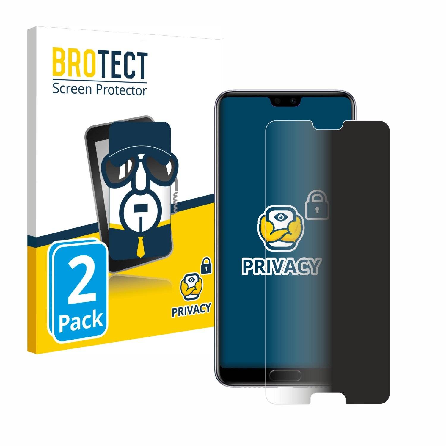 2x BROTECT Privacy Blickschutzfolie für Huawei P20