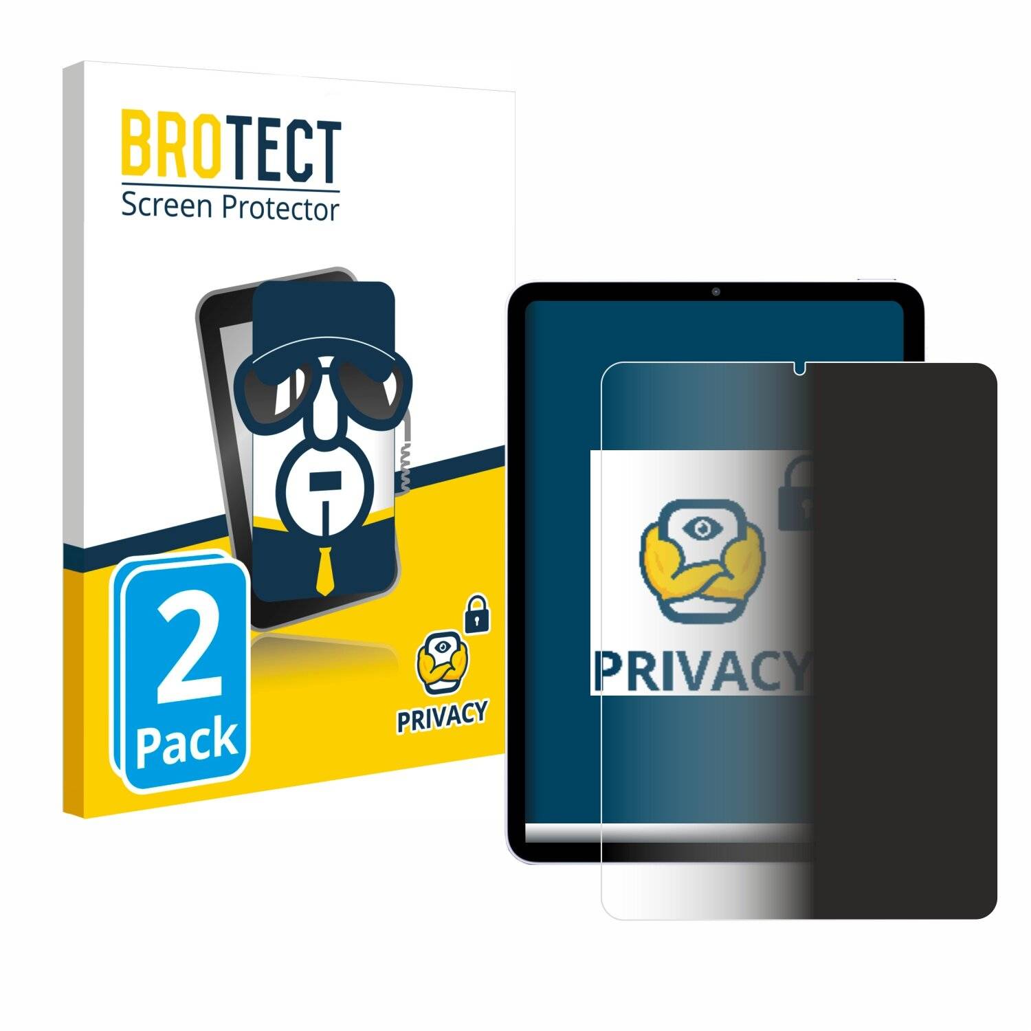 2x BROTECT Privacy Blickschutzfolie für Apple iPad Air 5 WiFi Cellular 2022 (Hochformat, 5.