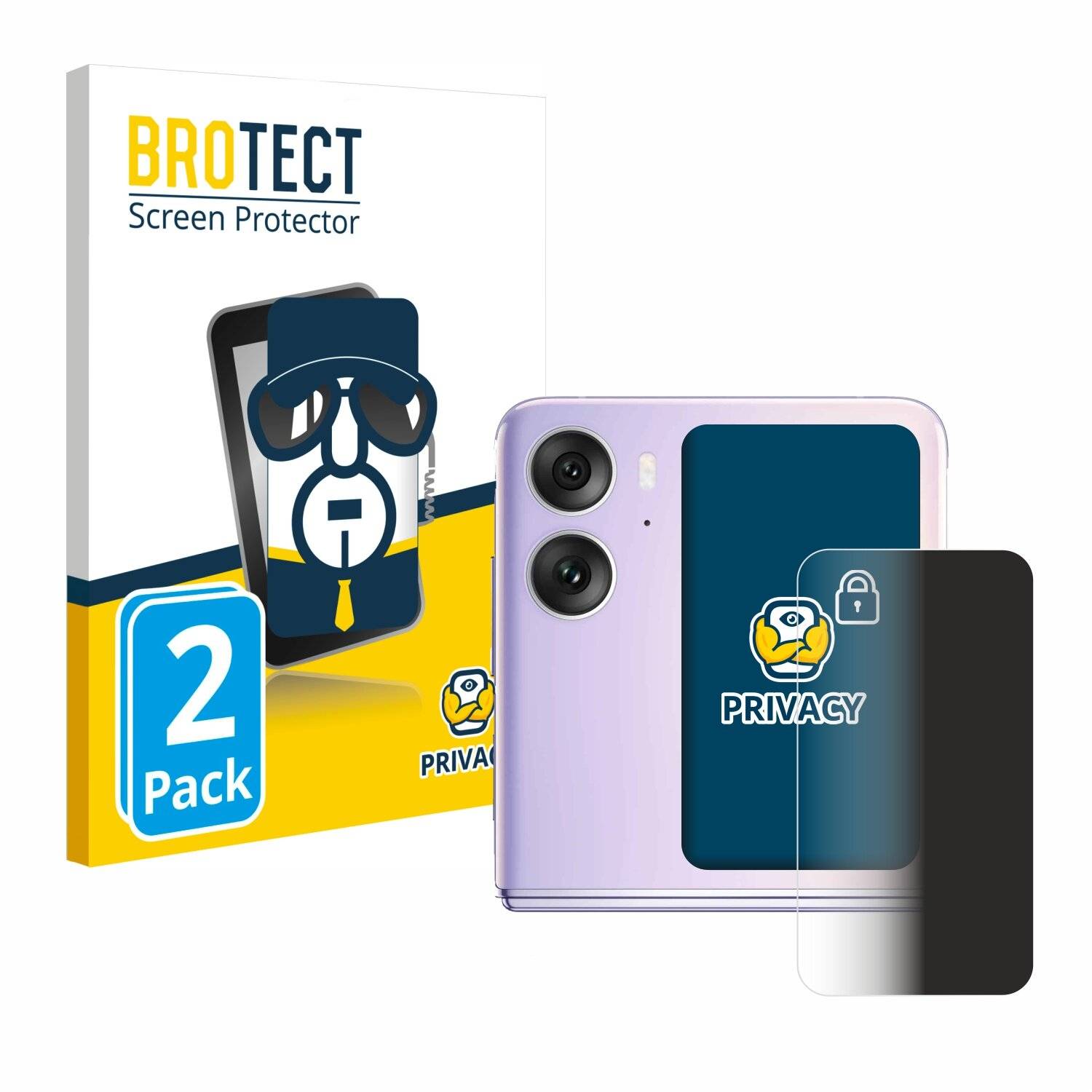 2x BROTECT Privacy Blickschutzfolie für Oppo Find N2 Flip (Hinteres