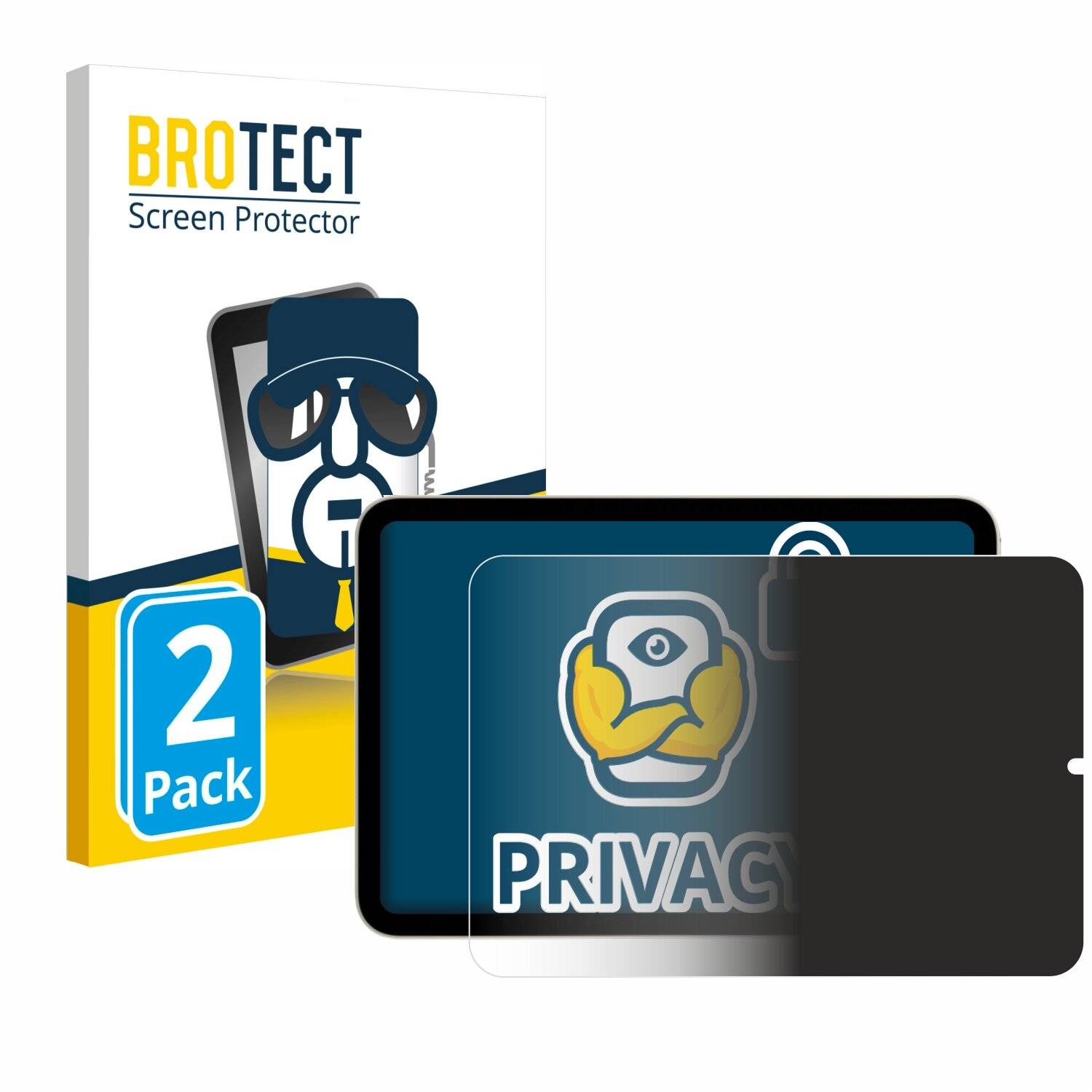 2x BROTECT Privacy Blickschutzfolie für Apple iPad Mini 7 WiFi 2024 (im