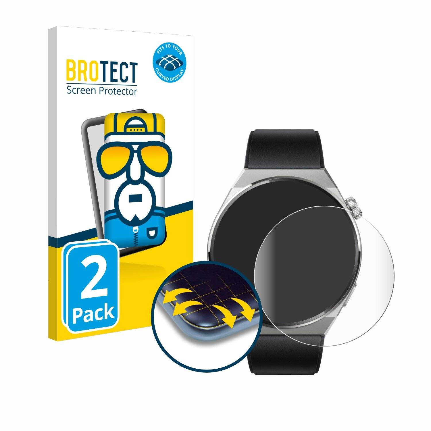 2x BROTECT Flex Full-Screen Folie für Huawei Watch GT 3 Pro Titanium