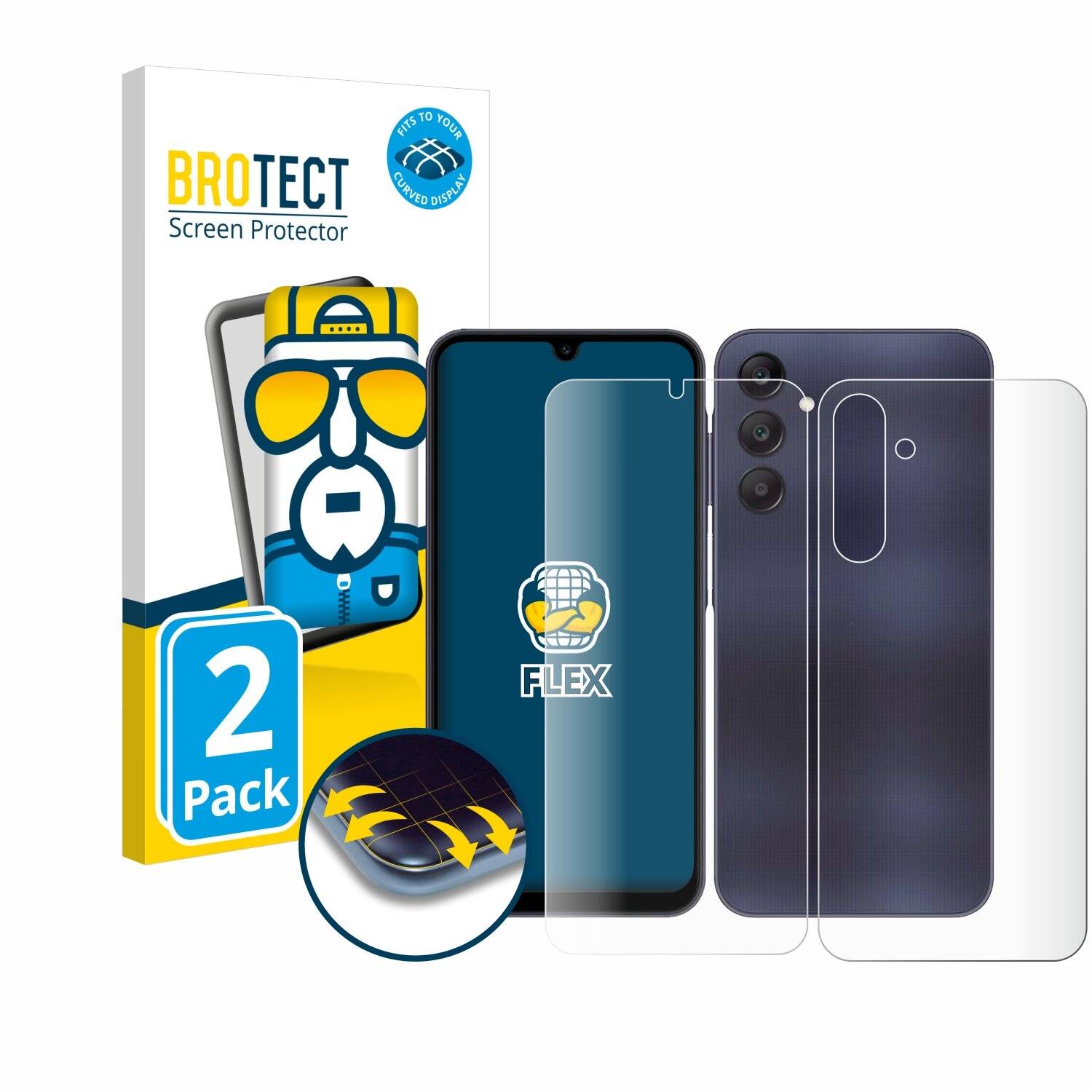 2x BROTECT Flex Full-Screen Folie für Samsung Galaxy A25 5G
