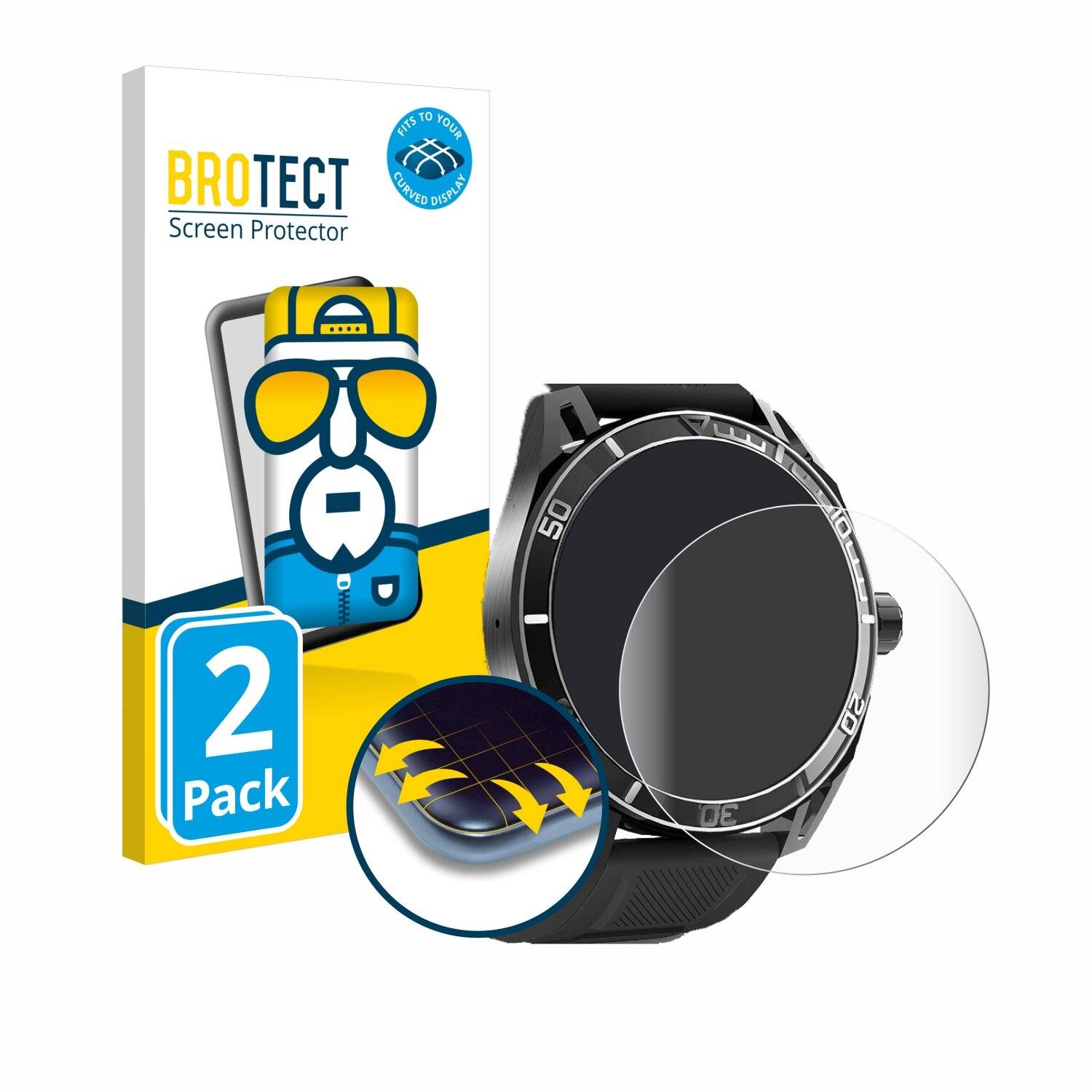 2x BROTECT Flex Full-Screen Folie für Yuede Smartwatch 1.43