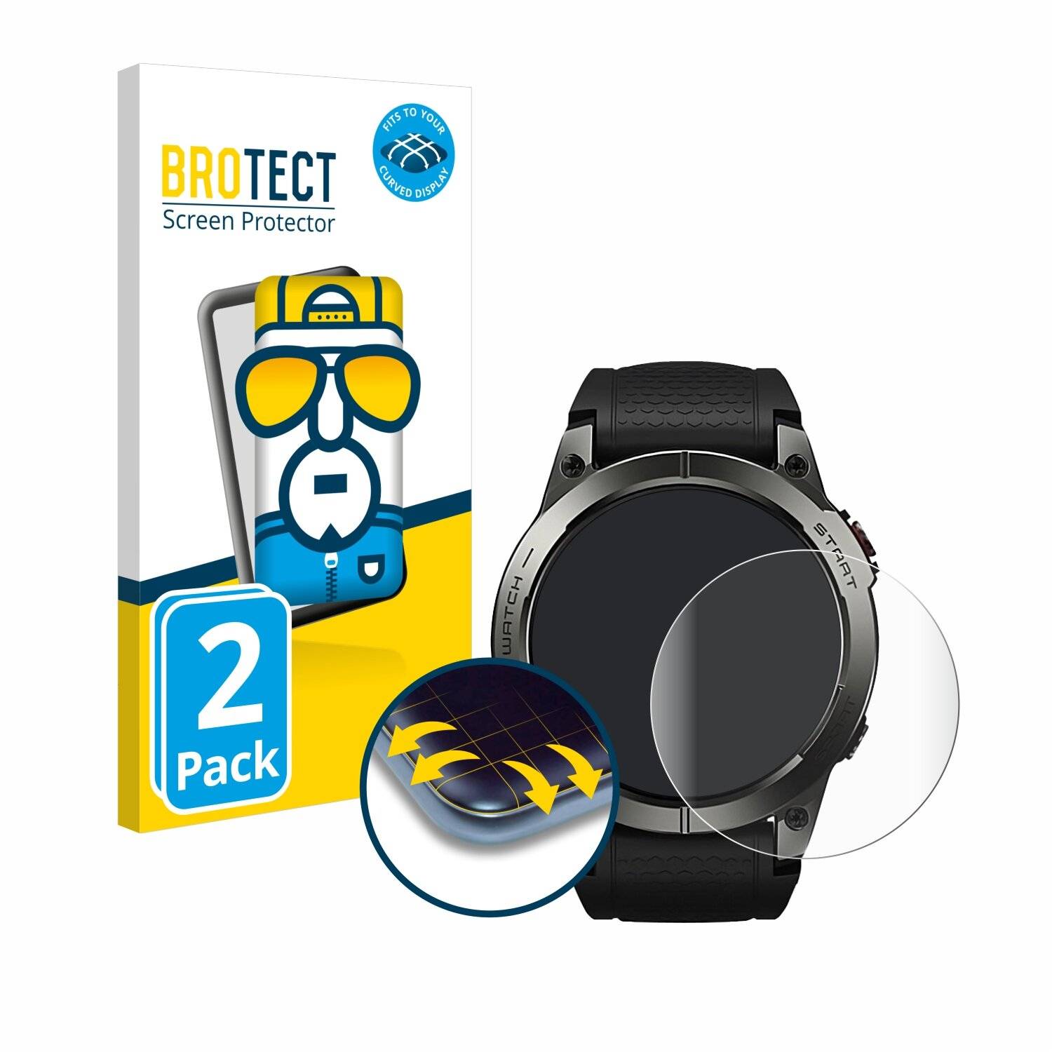 2x BROTECT Flex Full-Screen Folie für Zeblaze Stratos