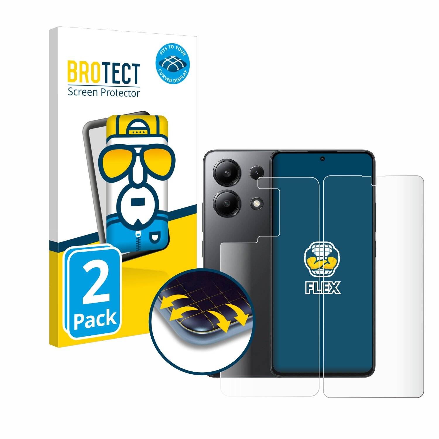 2x BROTECT Flex Full-Screen Folie für Xiaomi Redmi Note 13 5G
