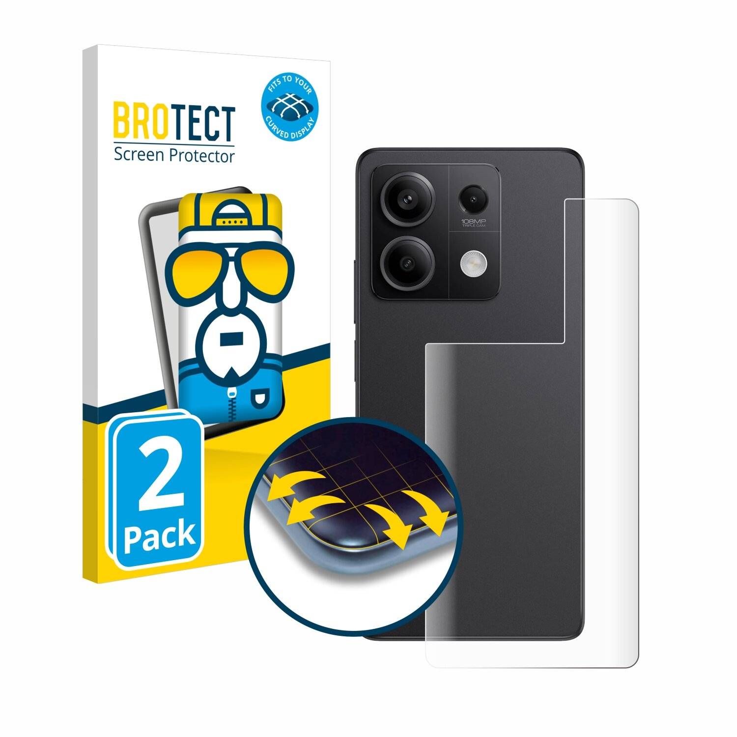 2x BROTECT Flex Full-Screen Folie für Xiaomi Redmi Note 13 Pro 5G