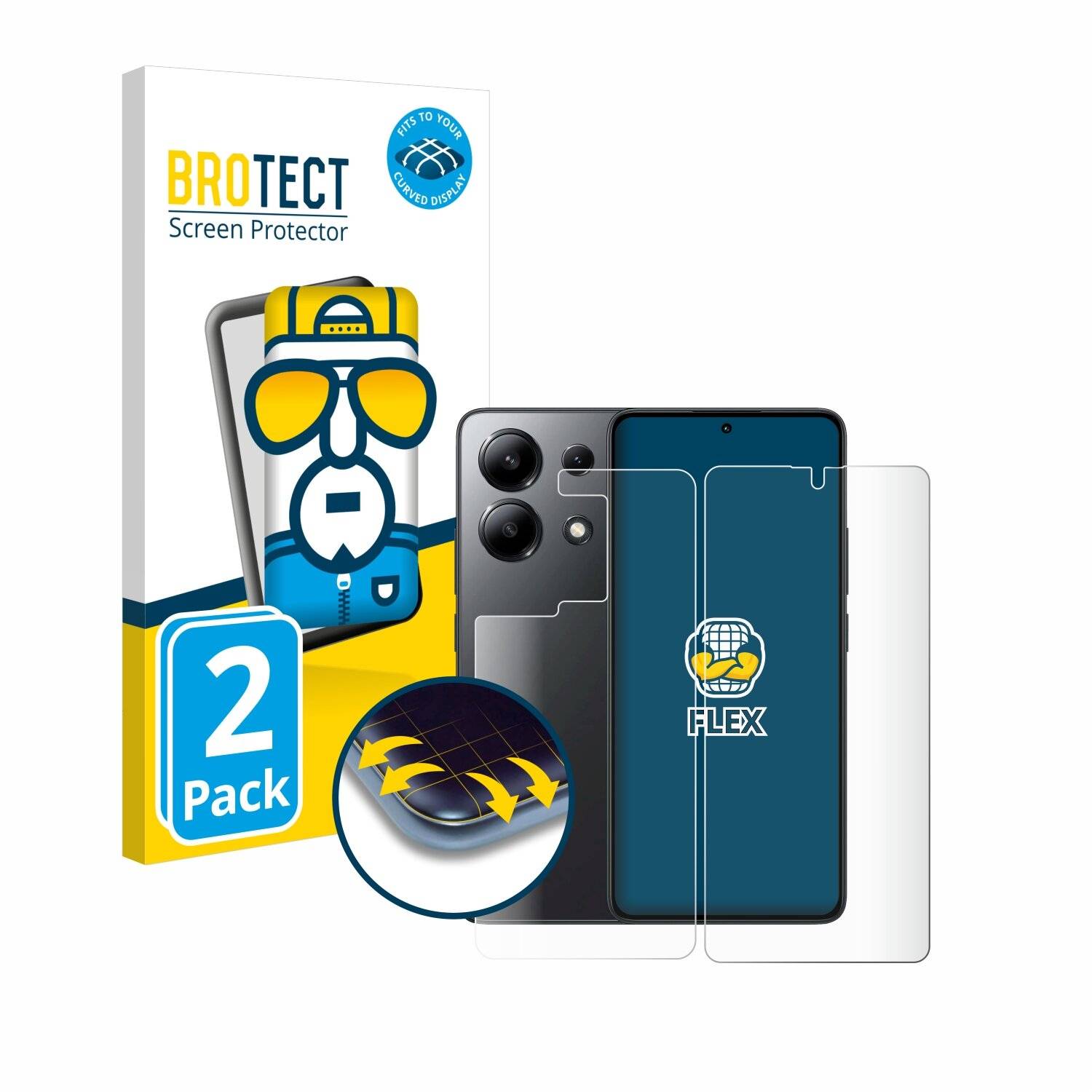 2x BROTECT Flex Full-Screen Folie für Xiaomi Redmi Note 13 4G