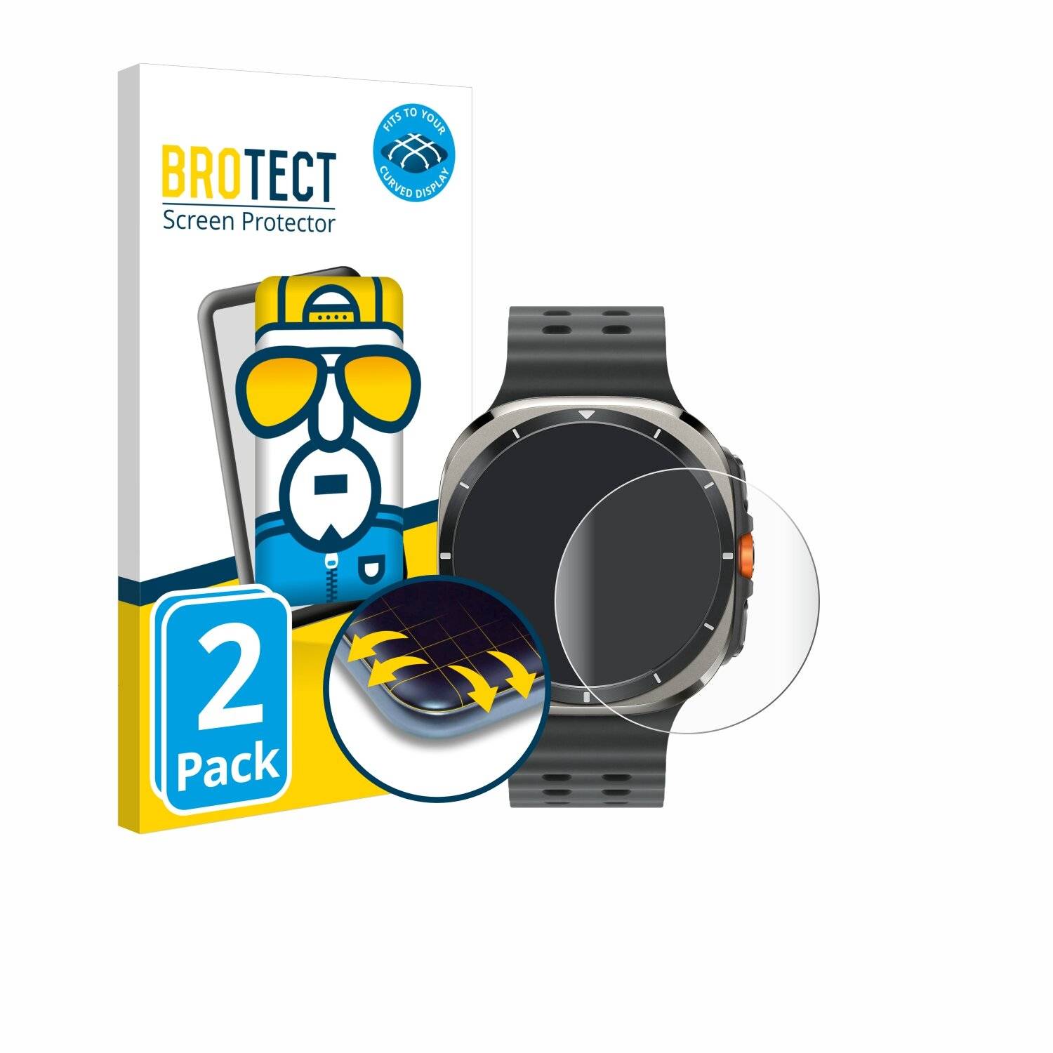 2x BROTECT Flex Full-Screen Folie für Samsung Galaxy Watch Ultra (47