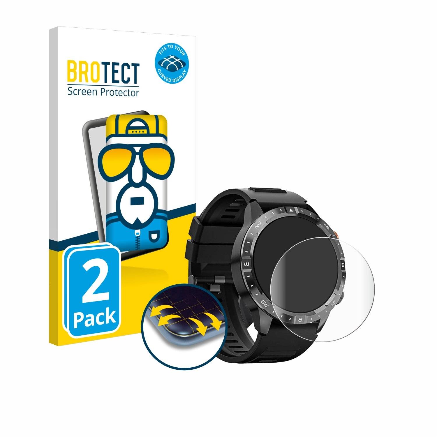 2x BROTECT Flex Full-Screen Folie für Sanorum Smartwatch