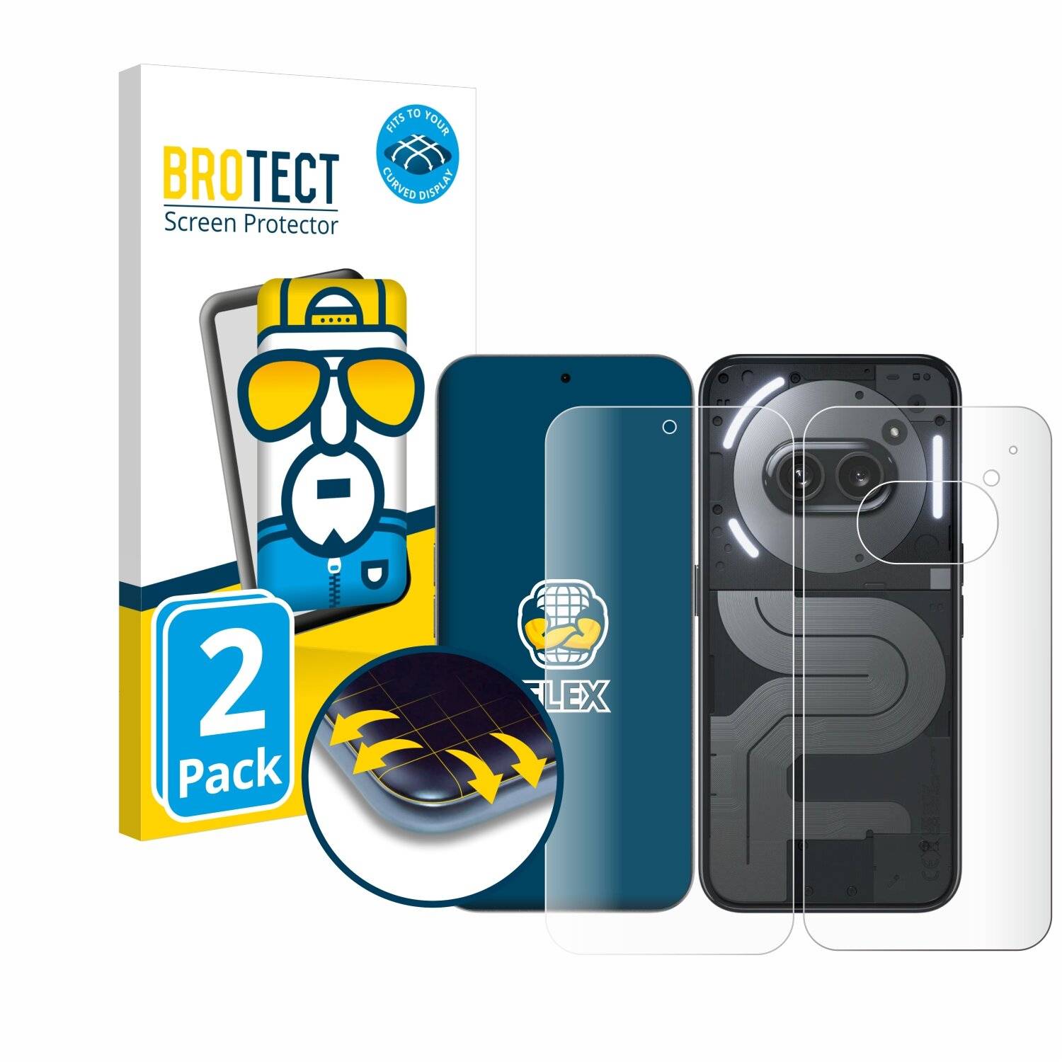 2x BROTECT Flex Full-Screen Folie für Nothing Phone (2a) Plus