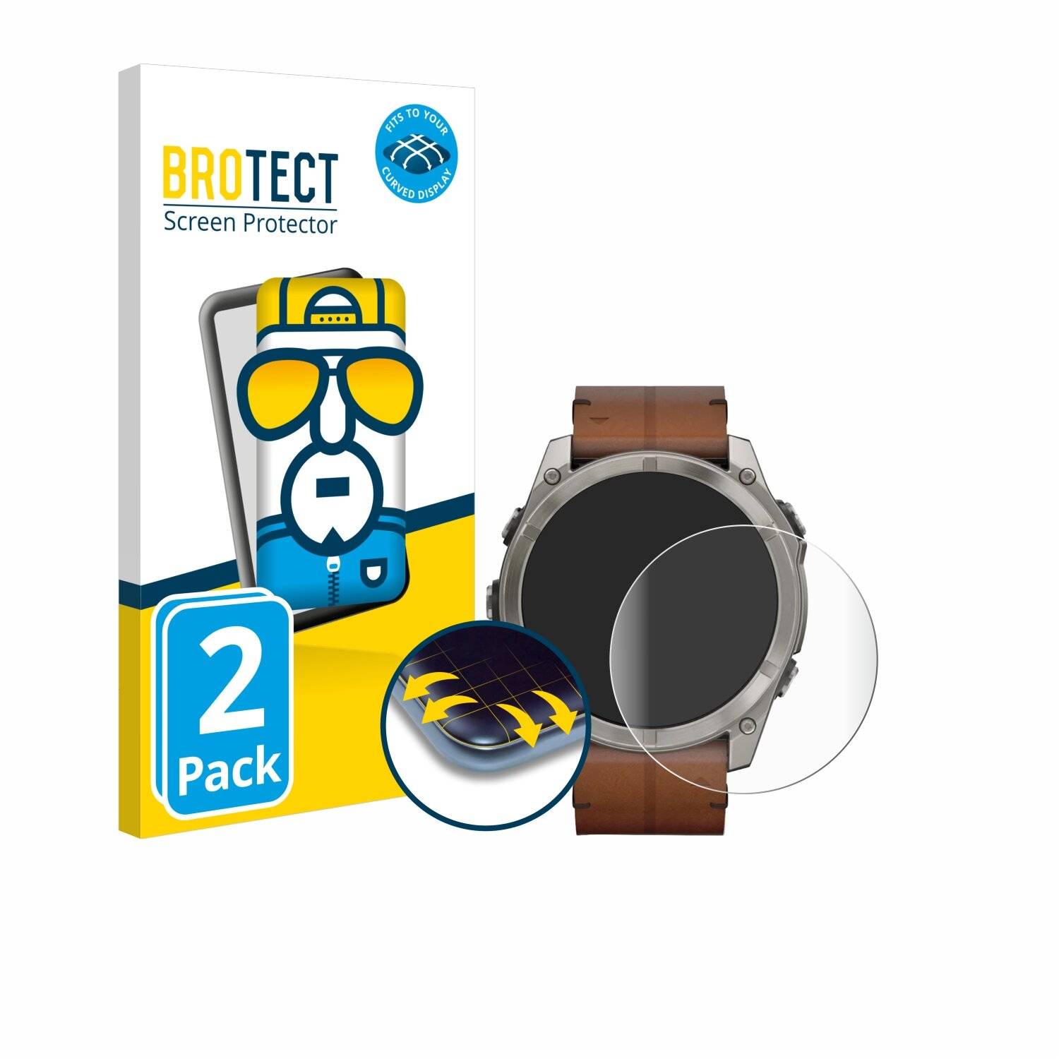 2x BROTECT Flex Full-Screen Folie für Garmin Fenix 8 AMOLED (51