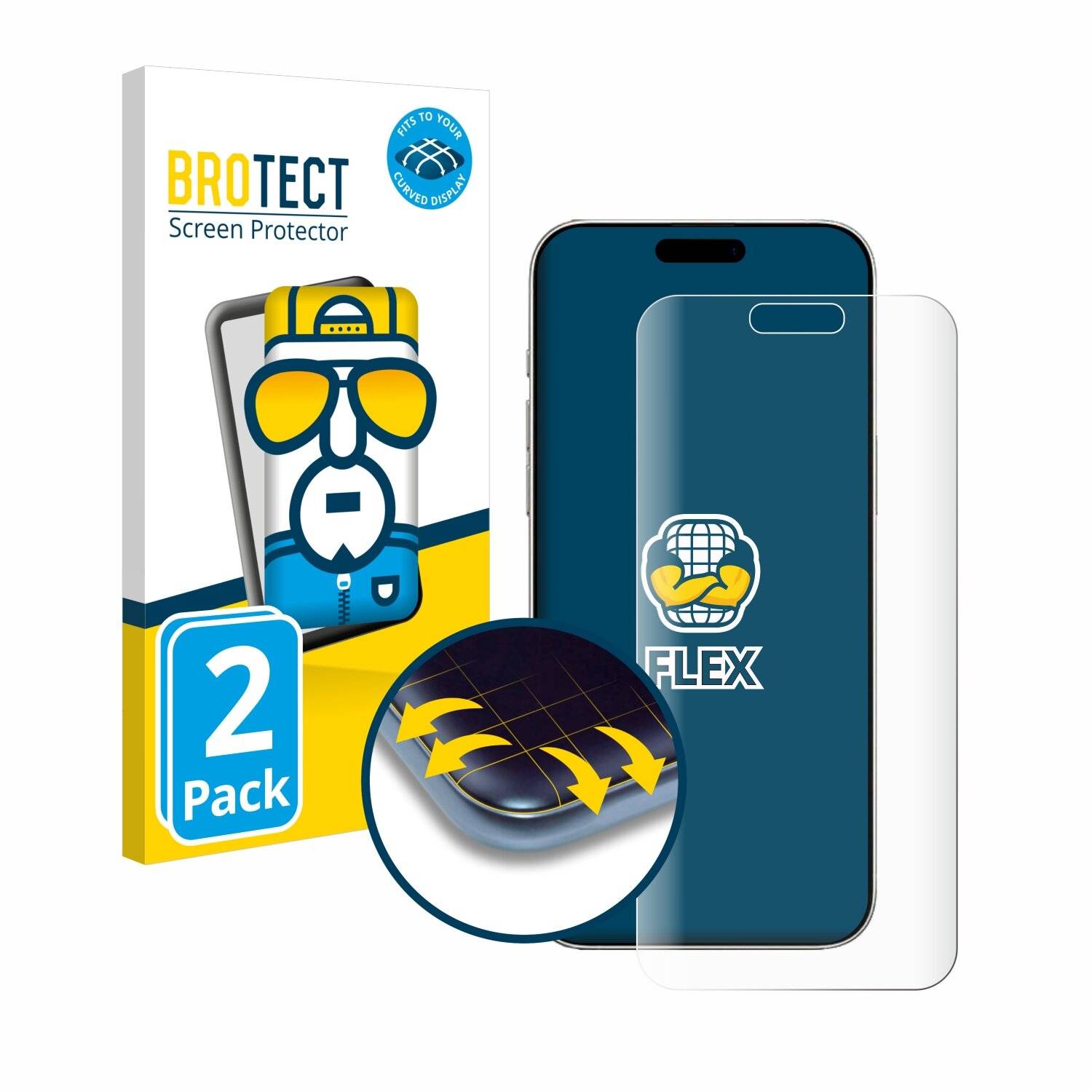 2x BROTECT Flex Full-Screen Folie für Apple iPhone 16 Pro