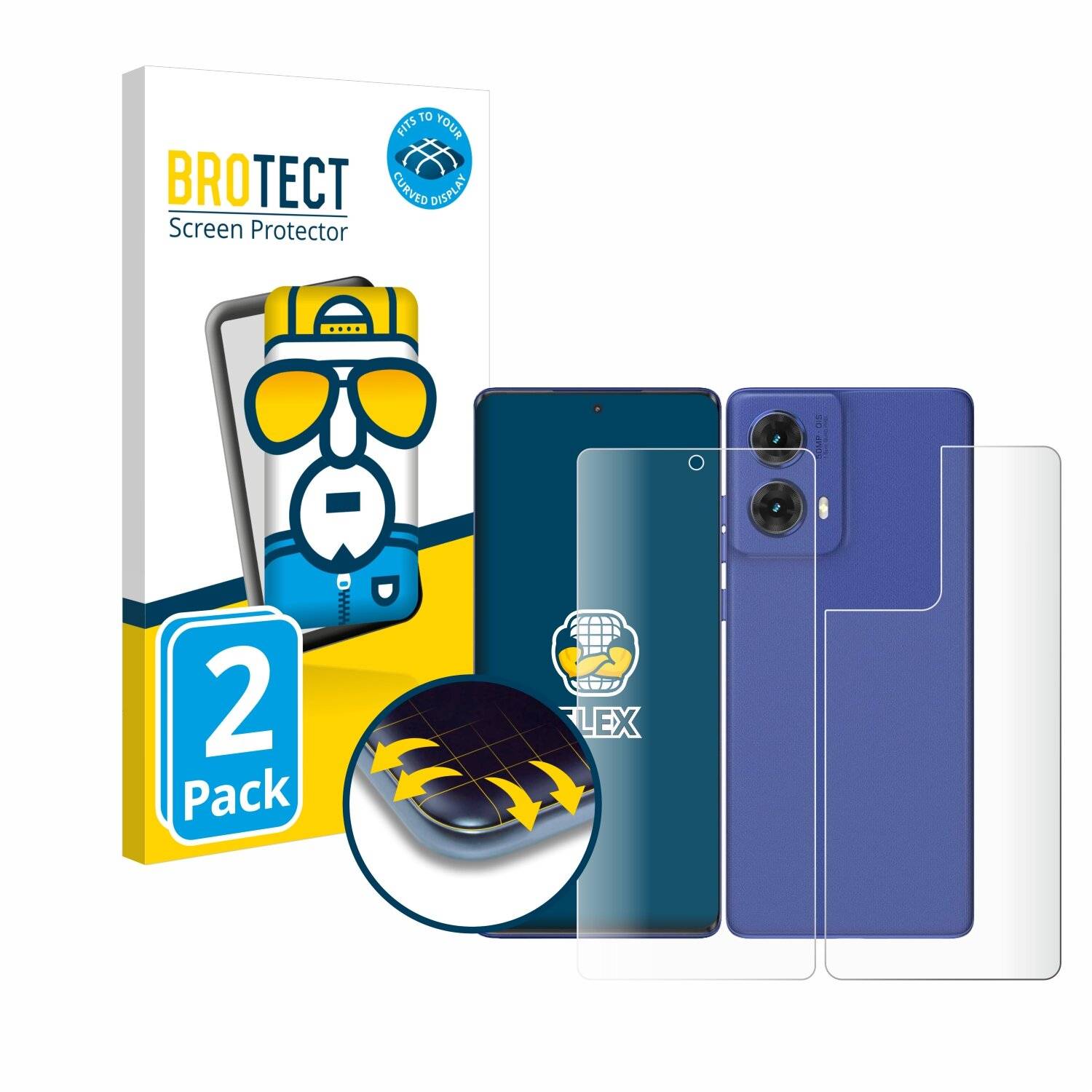 2x BROTECT Flex Full-Screen Folie für Motorola Moto G85
