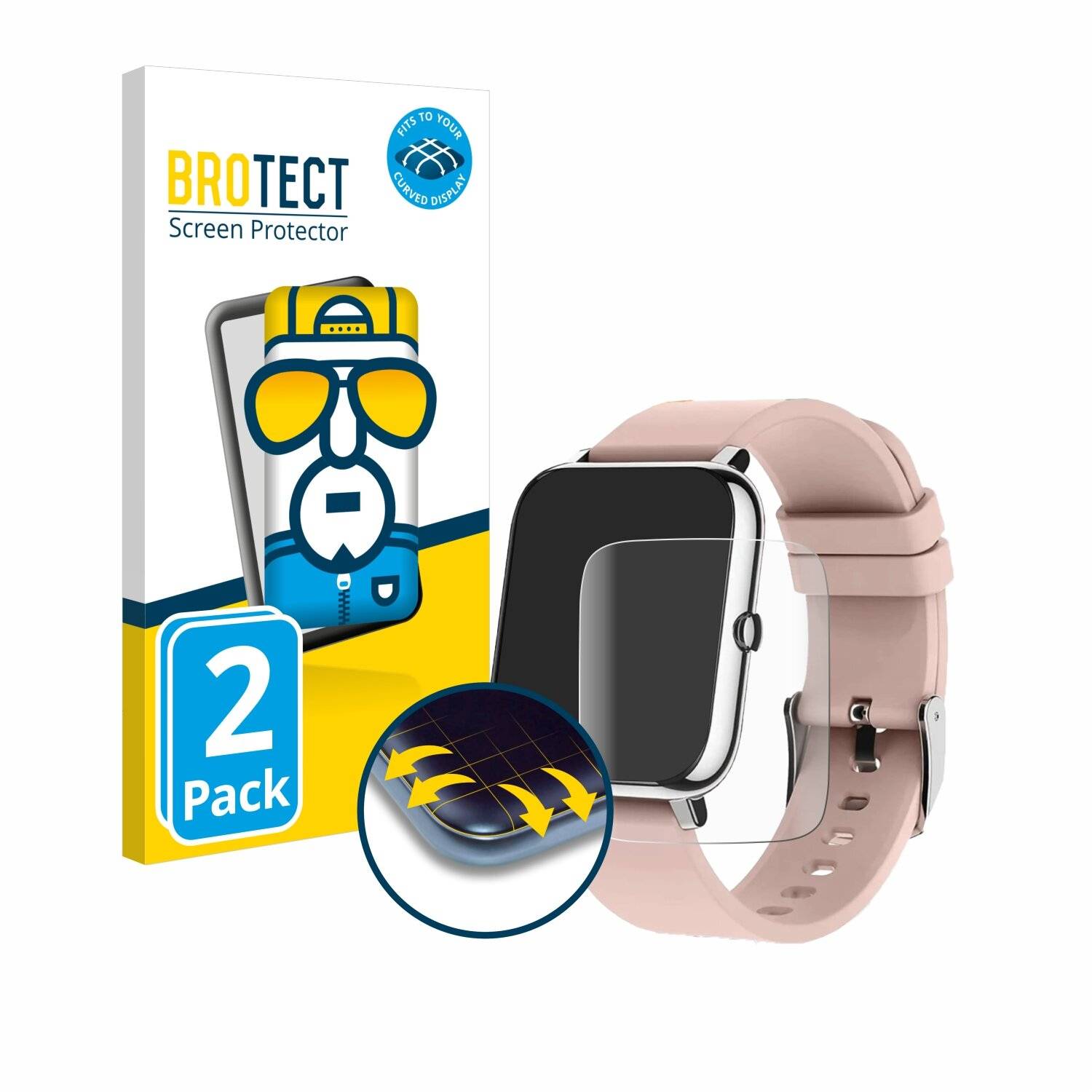 2x BROTECT Flex Full-Screen Folie für Akkee Smartwatch