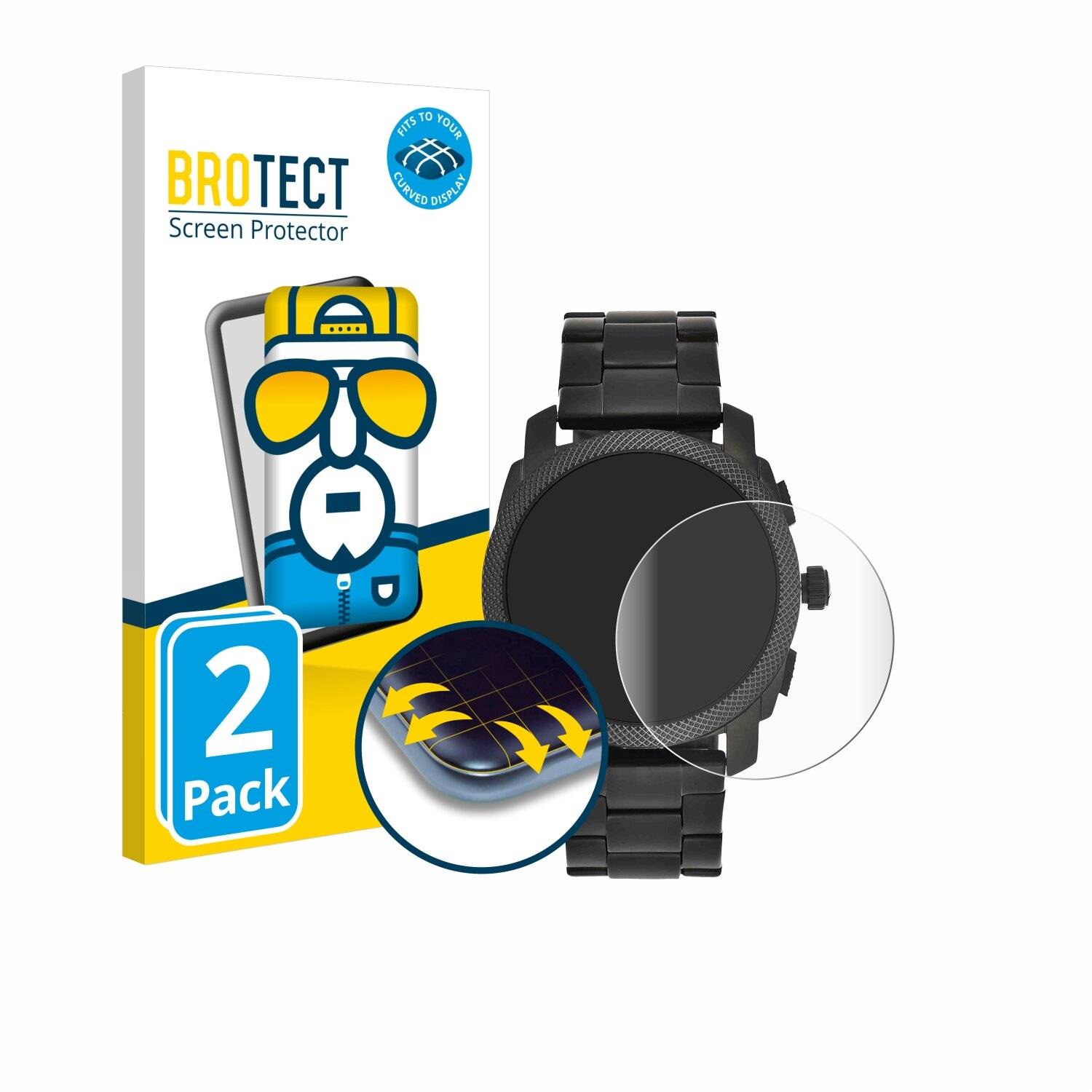 2x BROTECT Flex Full-Screen Folie für Fossil Chronograph