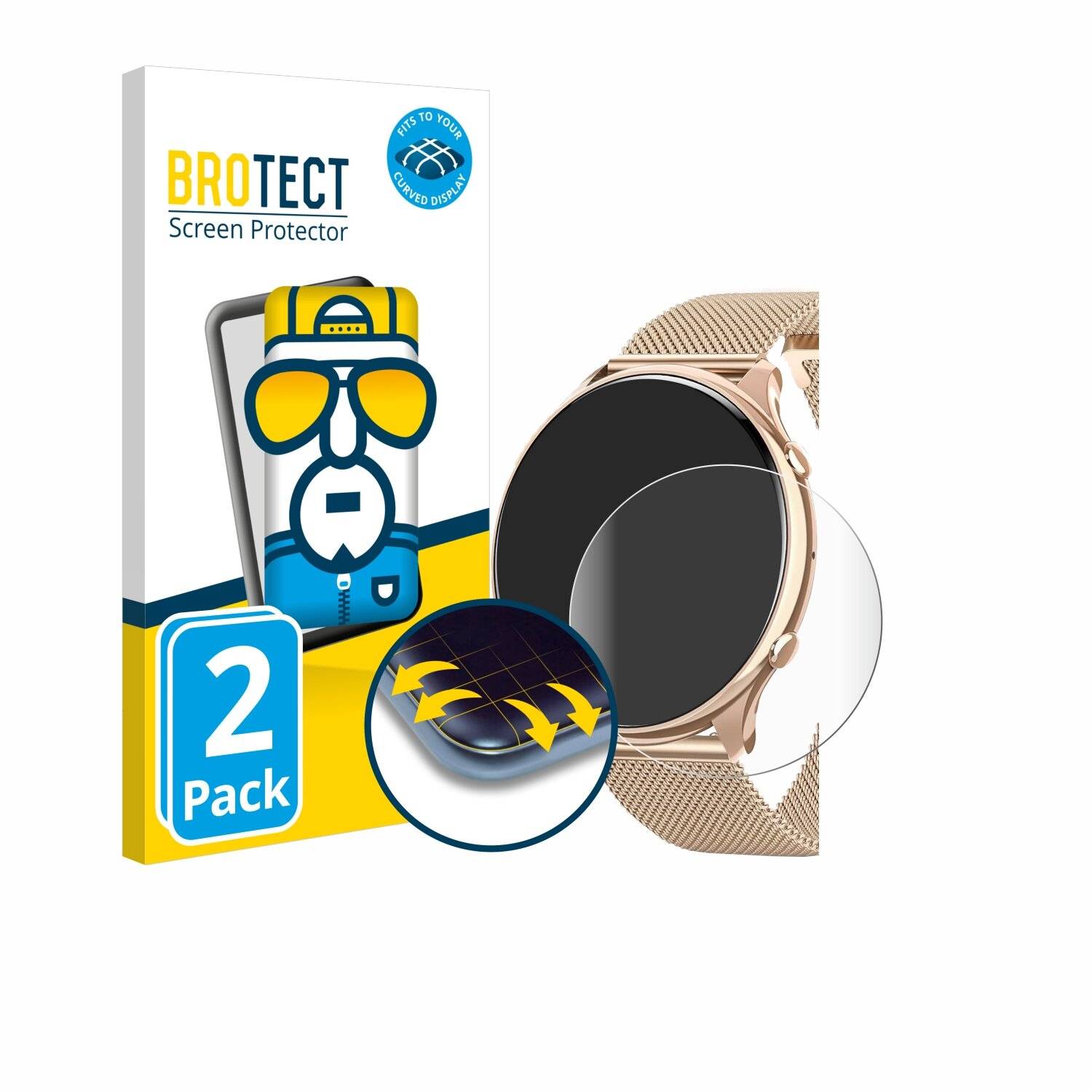2x BROTECT Flex Full-Screen Folie für Fitonme Smartwatch