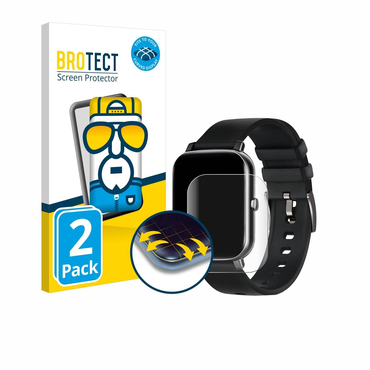 2x BROTECT Flex Full-Screen Folie für Ibettertec Smartwatch