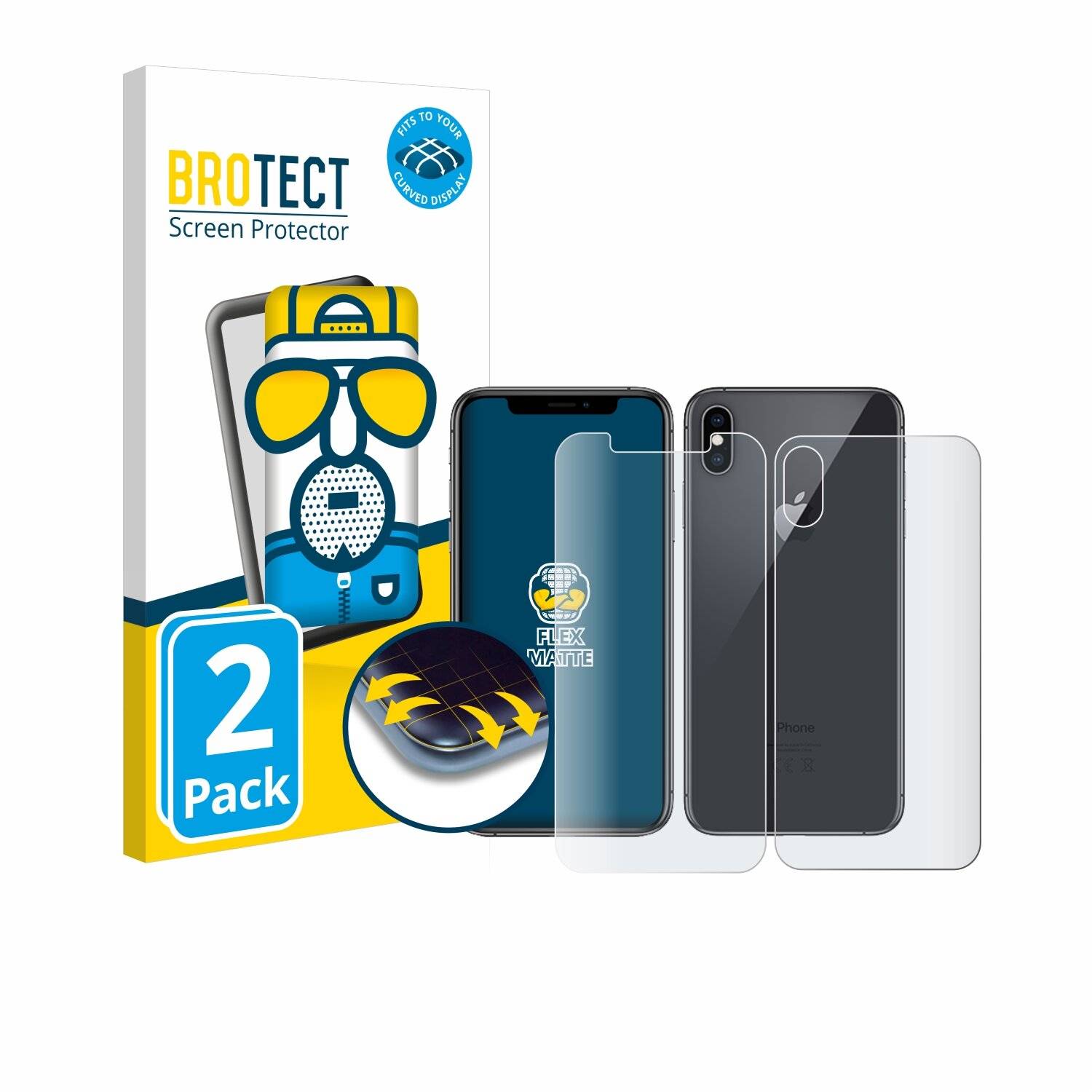 2x BROTECT Flex Matt Full-Screen Folie für Apple iPhone Xs