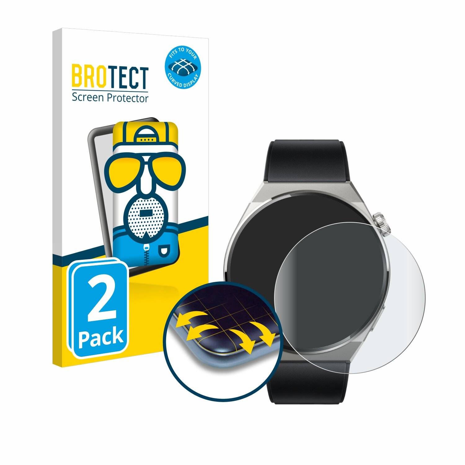 2x BROTECT Flex Matt Full-Screen Folie für Huawei Watch GT 3 Pro Titanium