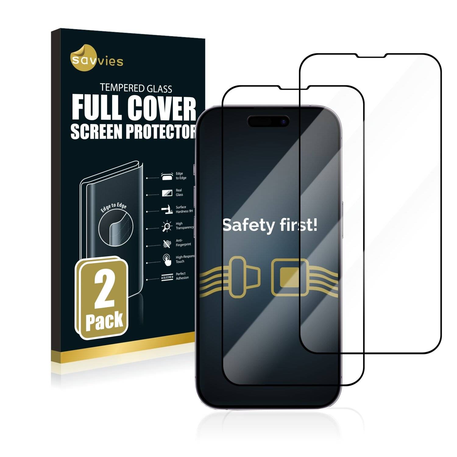 2x Savvies Xtreme Glass 3D Full Cover Schutzglas für iPhone 14 Pro