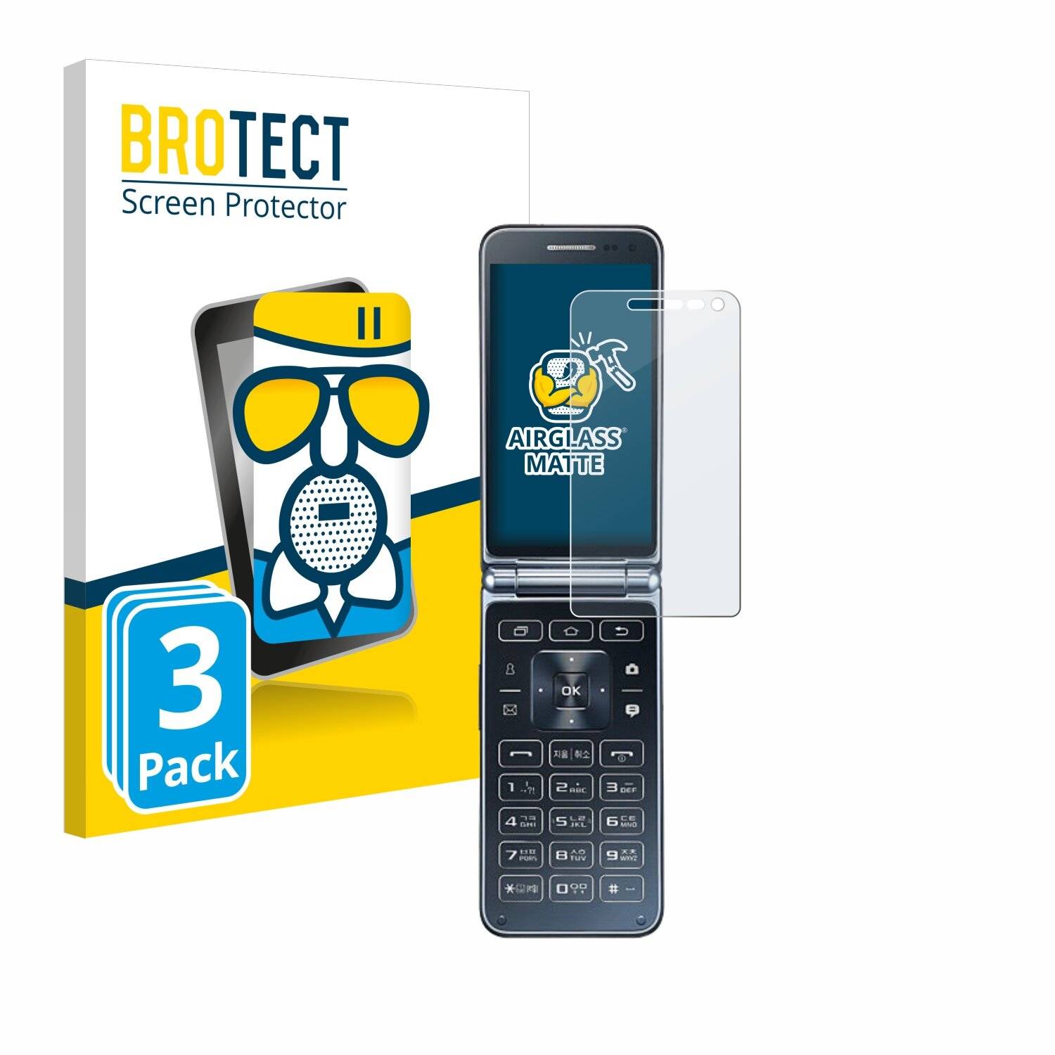 3x BROTECT AirGlass Matt Glas Panzer Folie für Samsung Galaxy Folder