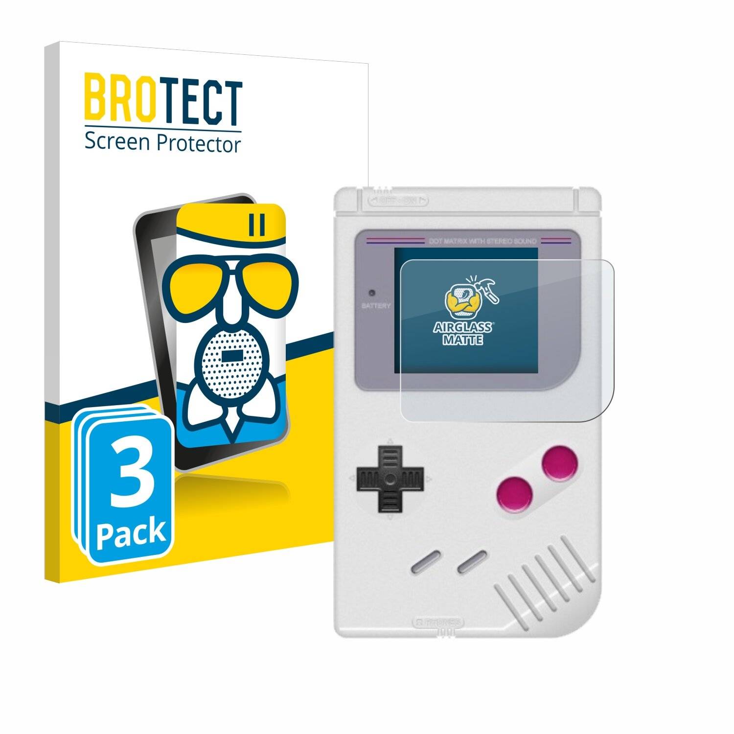 3x BROTECT AirGlass Matt Glas Panzer Folie für Nintendo Gameboy