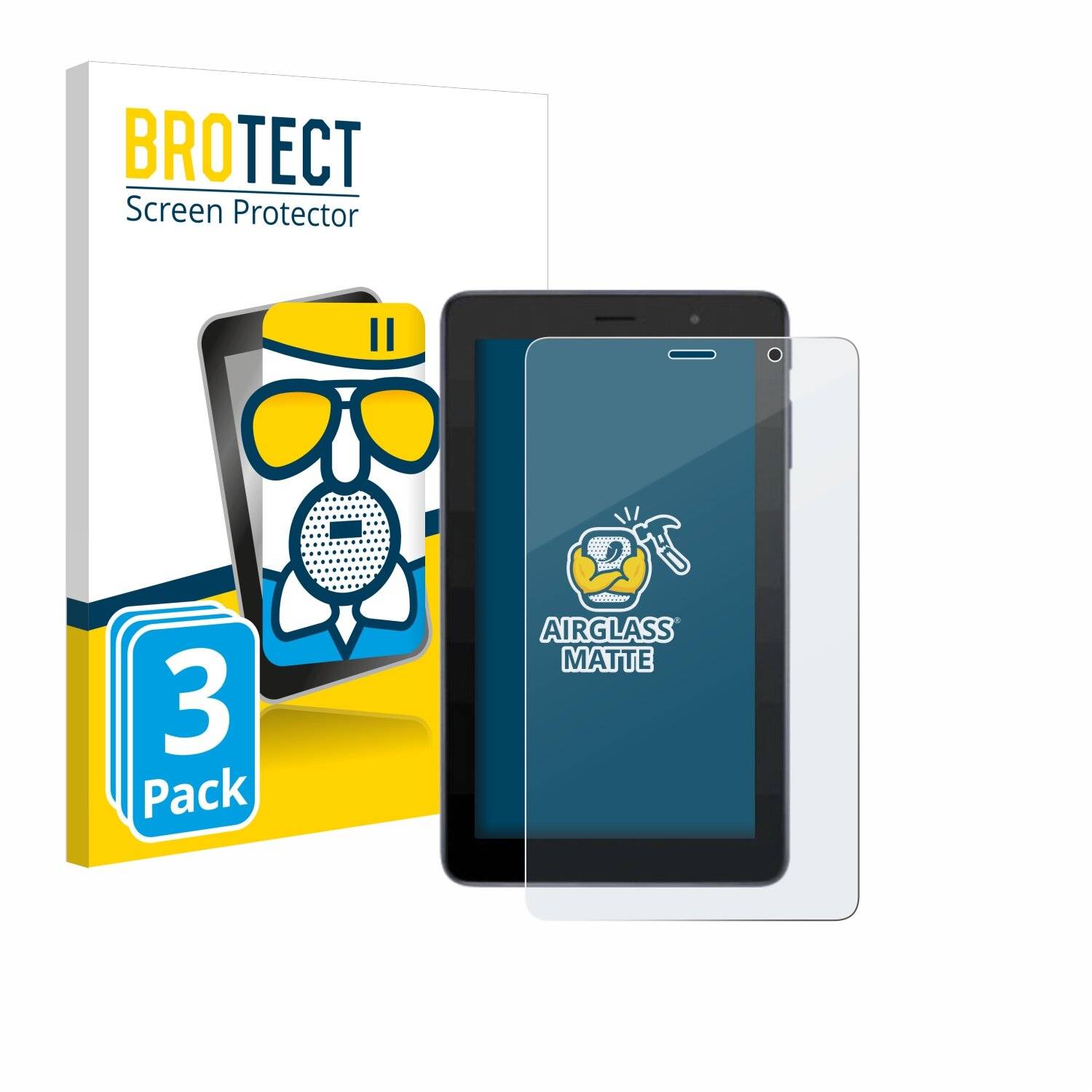 3x BROTECT AirGlass Matt Glas Panzer Folie für Alcatel 1T 7
