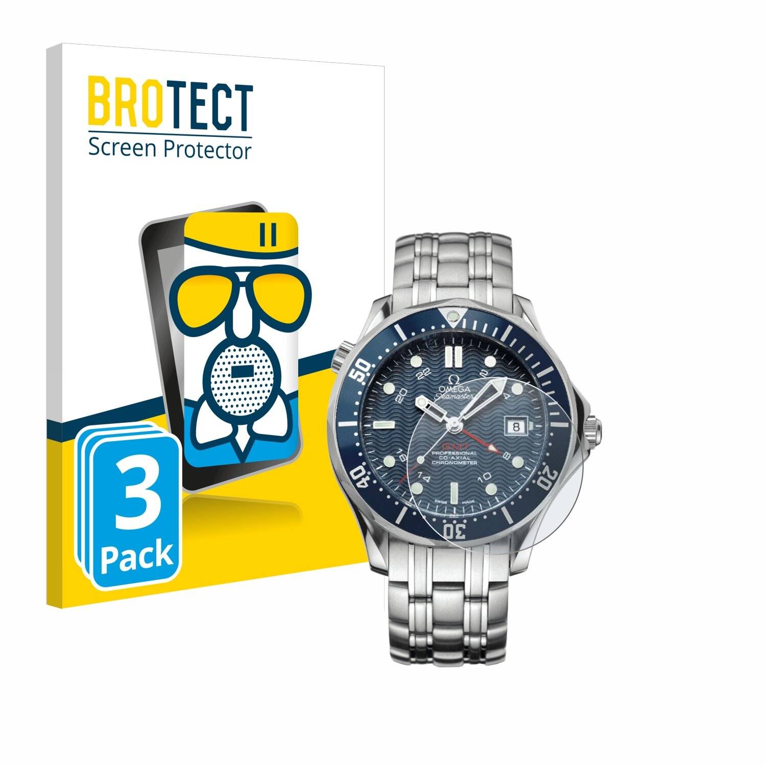 3x BROTECT AirGlass Matt Glas Panzer Folie für Omega Seamaster Diver (41