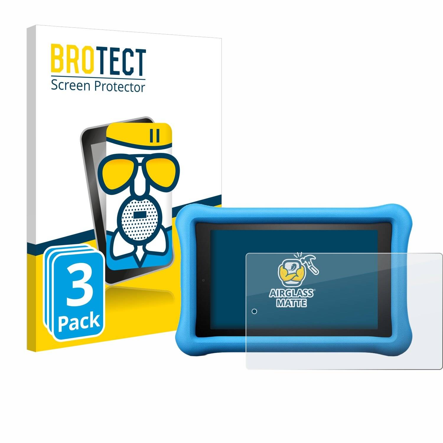 3x BROTECT AirGlass Matt Glas Panzer Folie für Amazon Fire HD 8 Kids Edition 2018 (8.